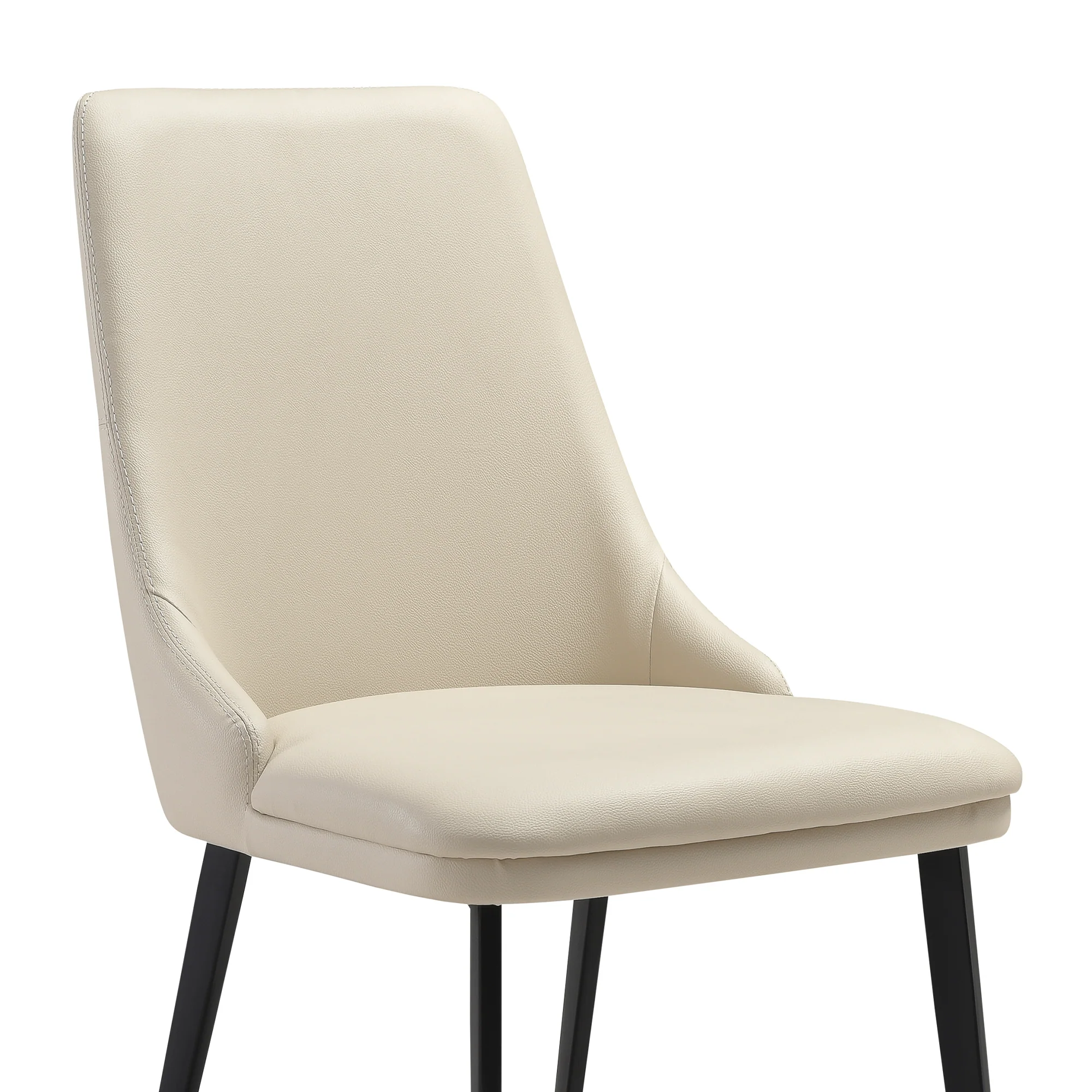 Genesis Upholstered Dining Chair in Beige Faux Leather with Black Metal Legs - Set of 2 By Armen Living - Image 6