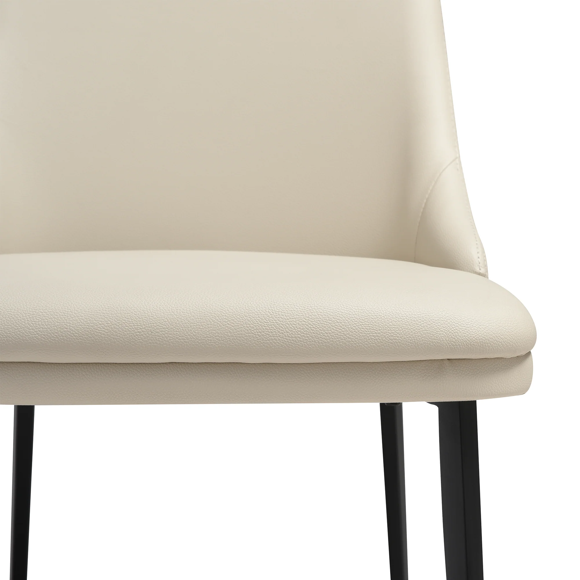 Genesis Upholstered Dining Chair in Beige Faux Leather with Black Metal Legs - Set of 2 By Armen Living - Image 8