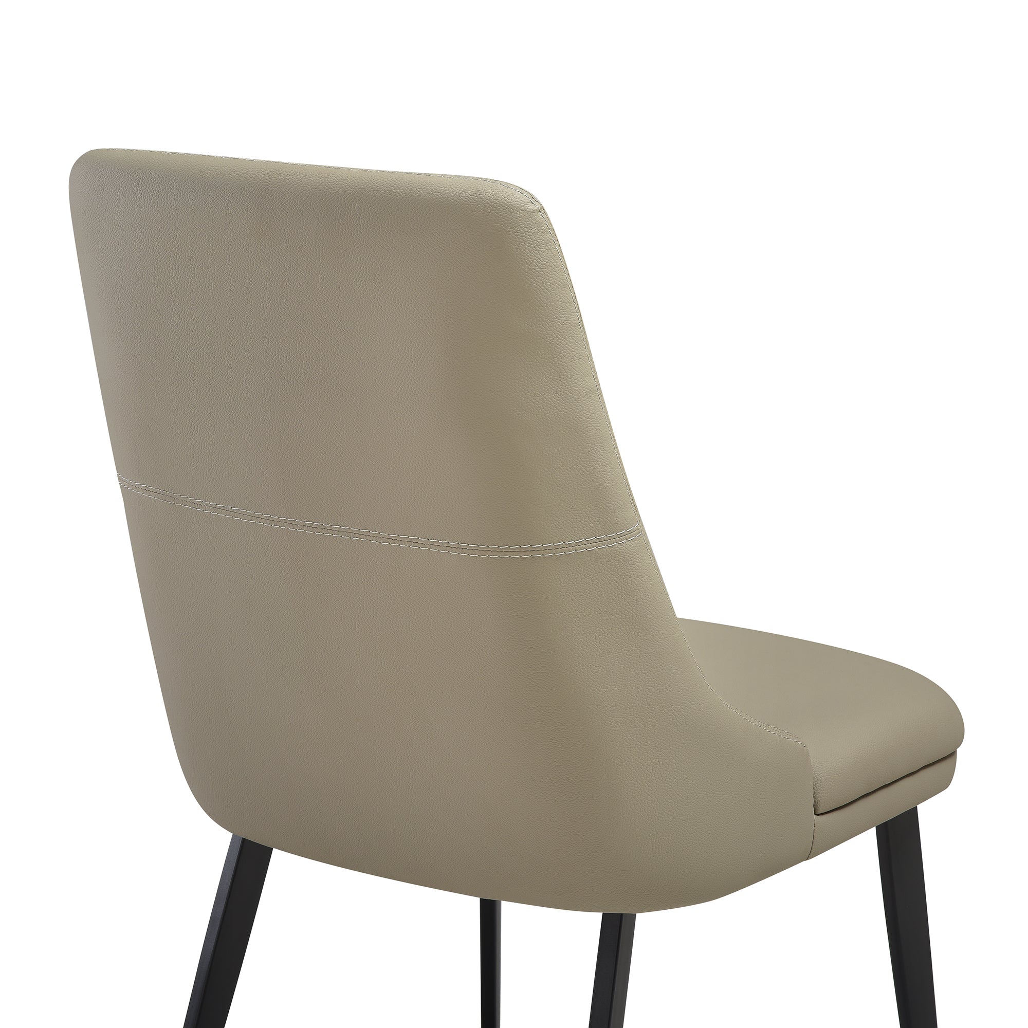 Genesis Upholstered Dining Chair in Taupe Gray Faux Leather with Black Metal Legs - Set of 2 By Armen Living - Image 11