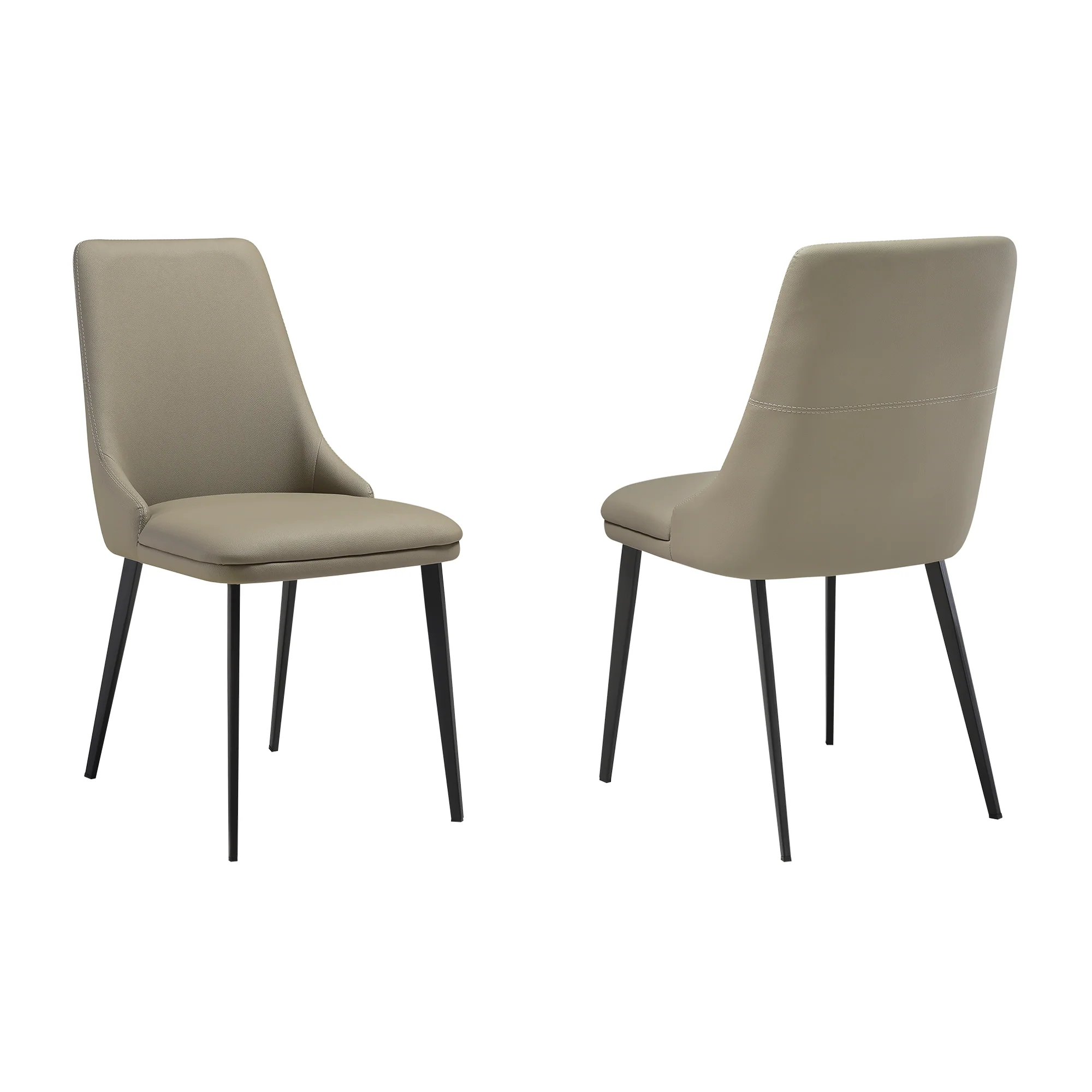 Genesis Upholstered Dining Chair in Taupe Gray Faux Leather with Black Metal Legs - Set of 2 By Armen Living - Image 3