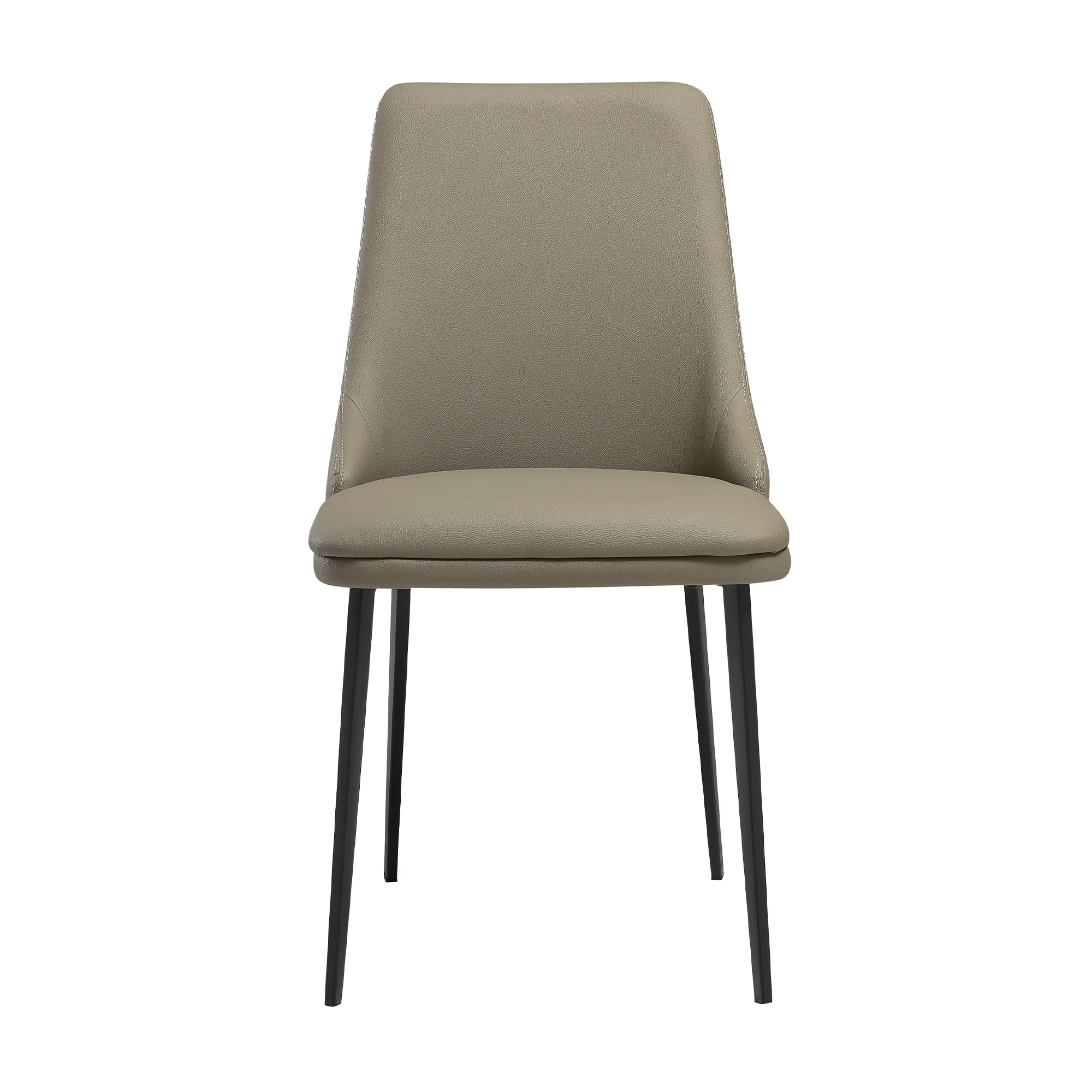 Genesis Upholstered Dining Chair in Taupe Gray Faux Leather with Black Metal Legs - Set of 2 By Armen Living - Image 5