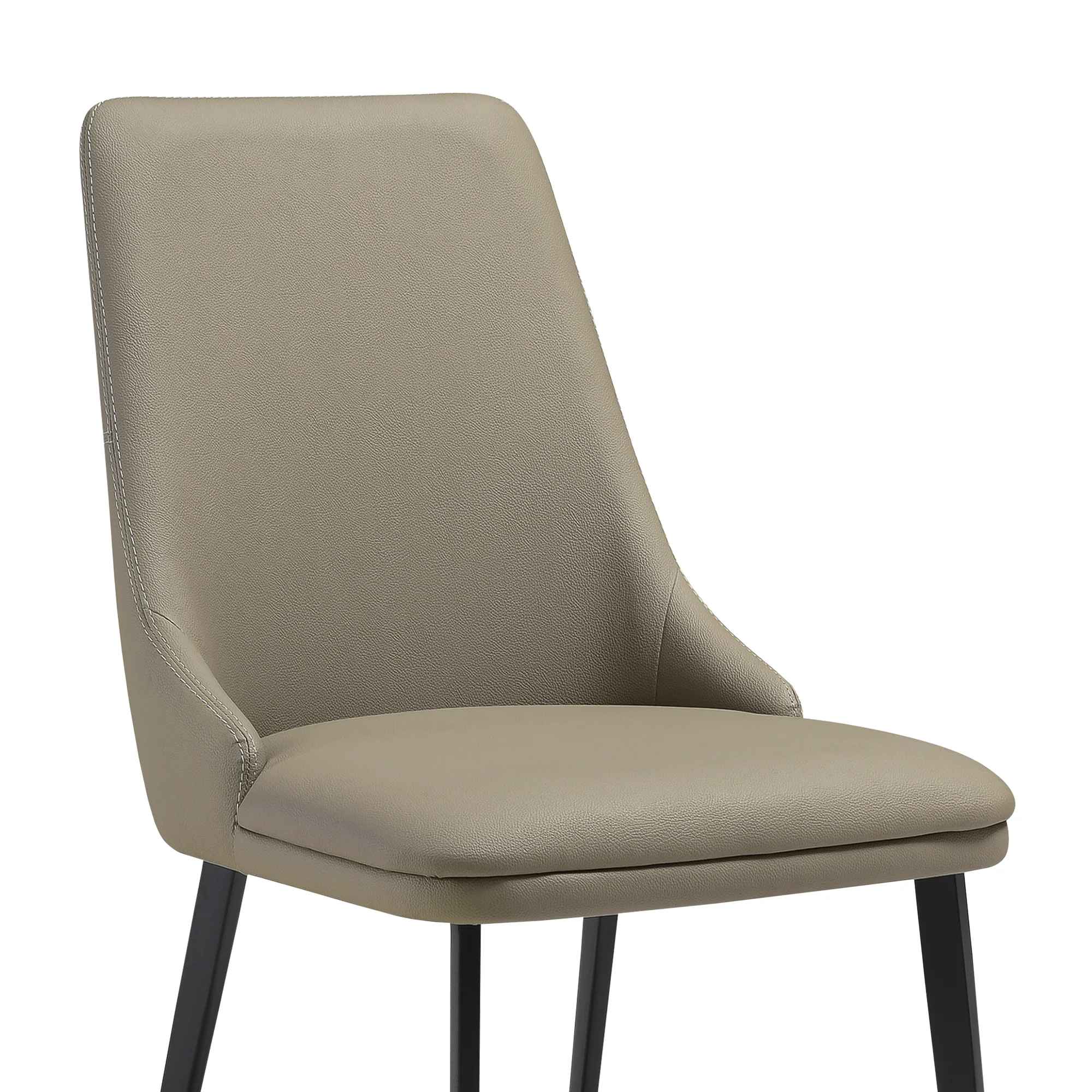 Genesis Upholstered Dining Chair in Taupe Gray Faux Leather with Black Metal Legs - Set of 2 By Armen Living - Image 6