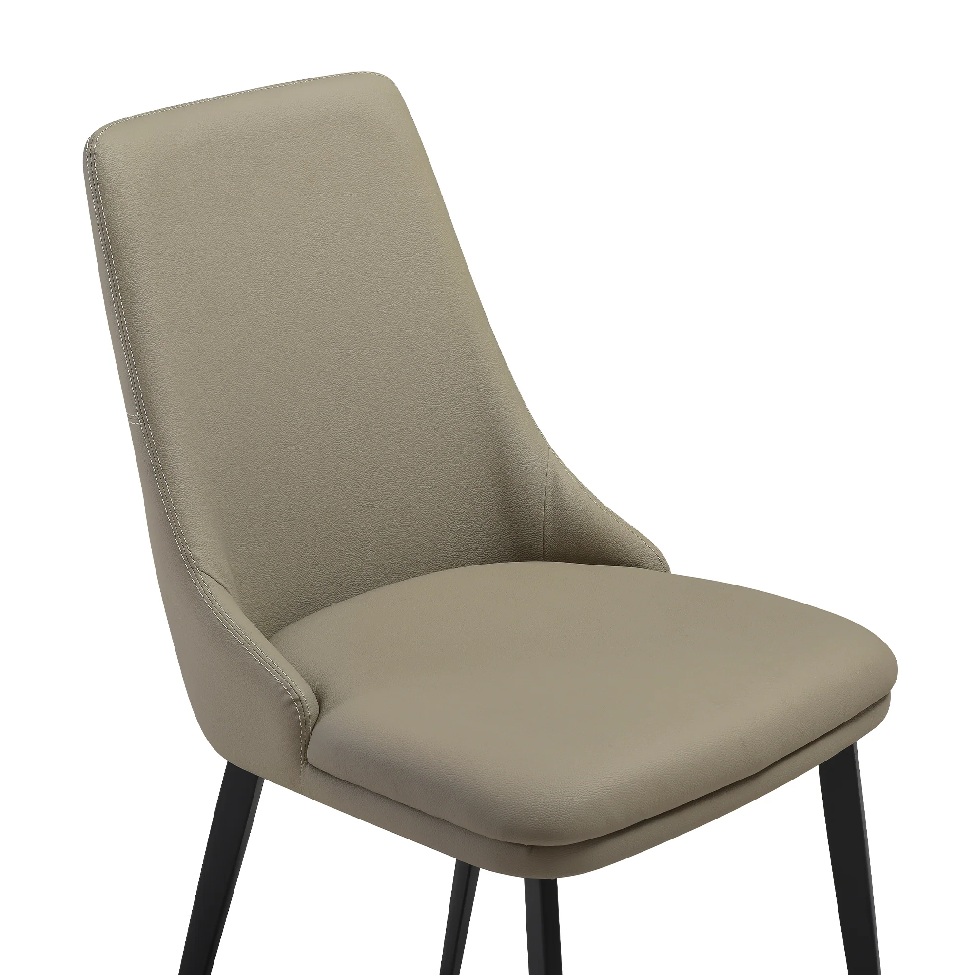 Genesis Upholstered Dining Chair in Taupe Gray Faux Leather with Black Metal Legs - Set of 2 By Armen Living - Image 7
