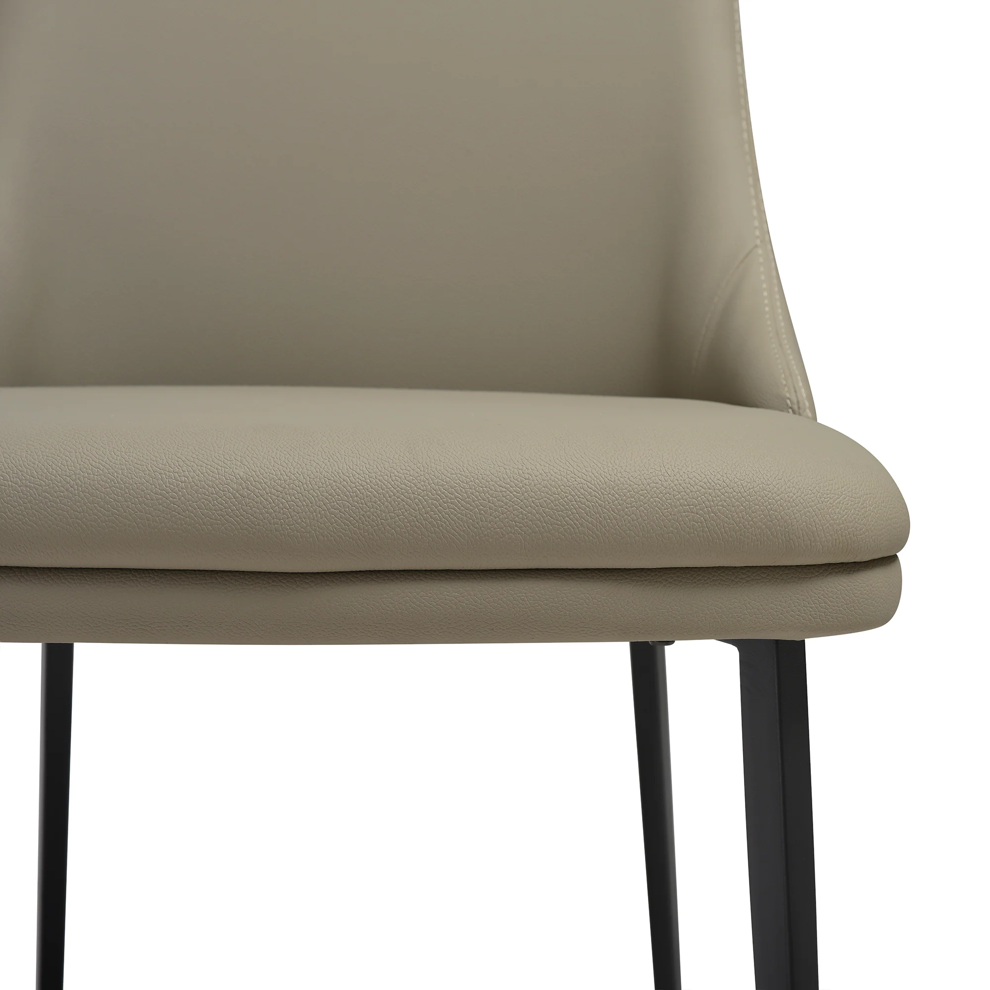 Genesis Upholstered Dining Chair in Taupe Gray Faux Leather with Black Metal Legs - Set of 2 By Armen Living - Image 8