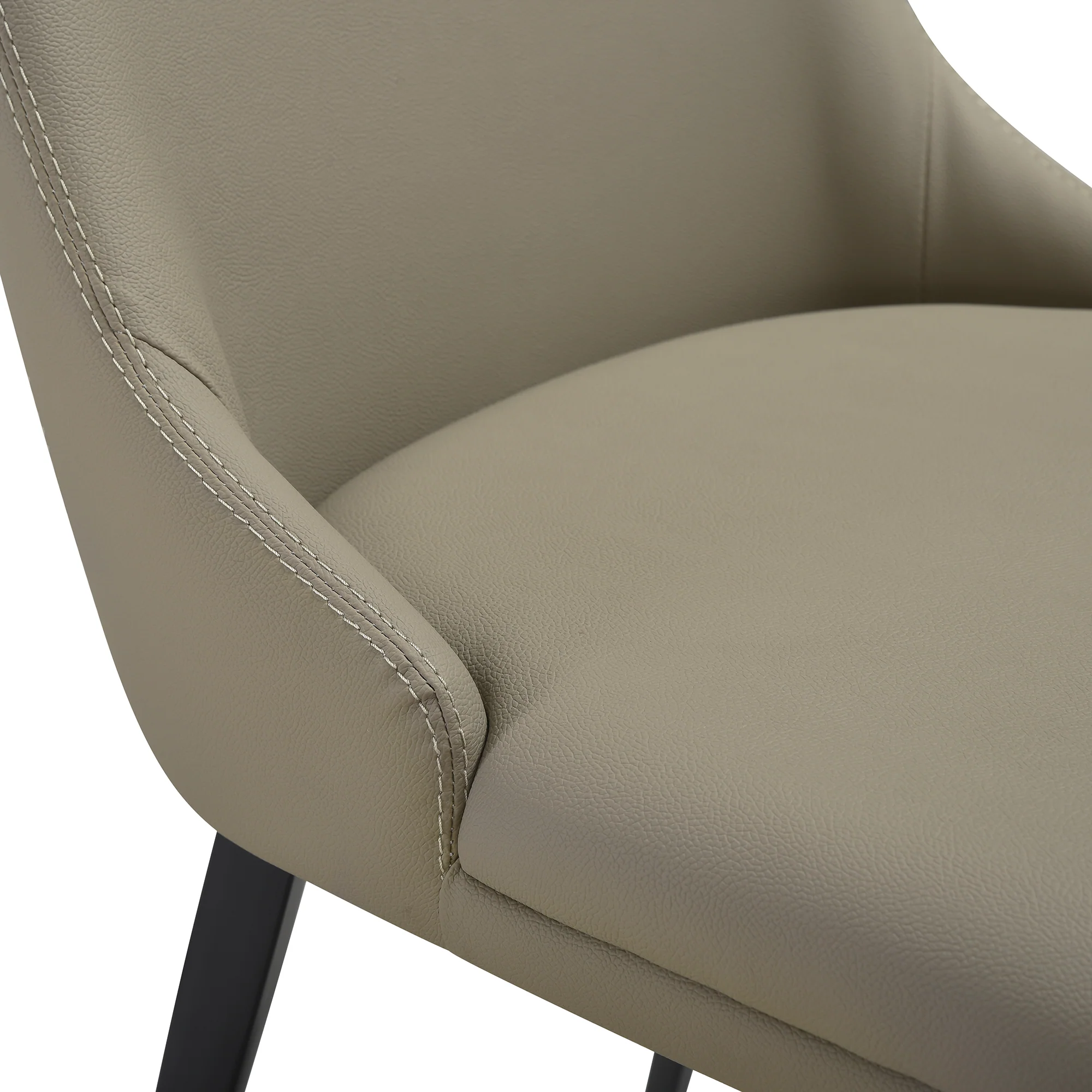 Genesis Upholstered Dining Chair in Taupe Gray Faux Leather with Black Metal Legs - Set of 2 By Armen Living - Image 9