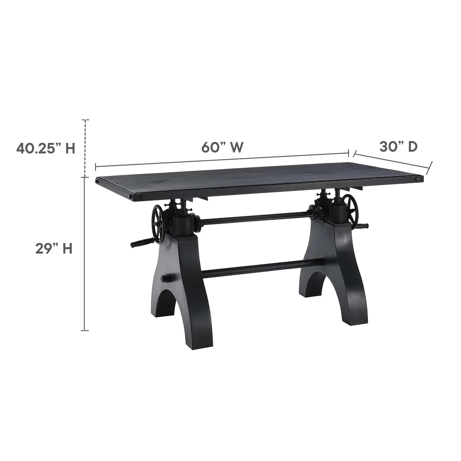 Genuine 60" Crank Adjustable Height Dining Table and Computer Desk By Modway - EEI-6148 - Image 10