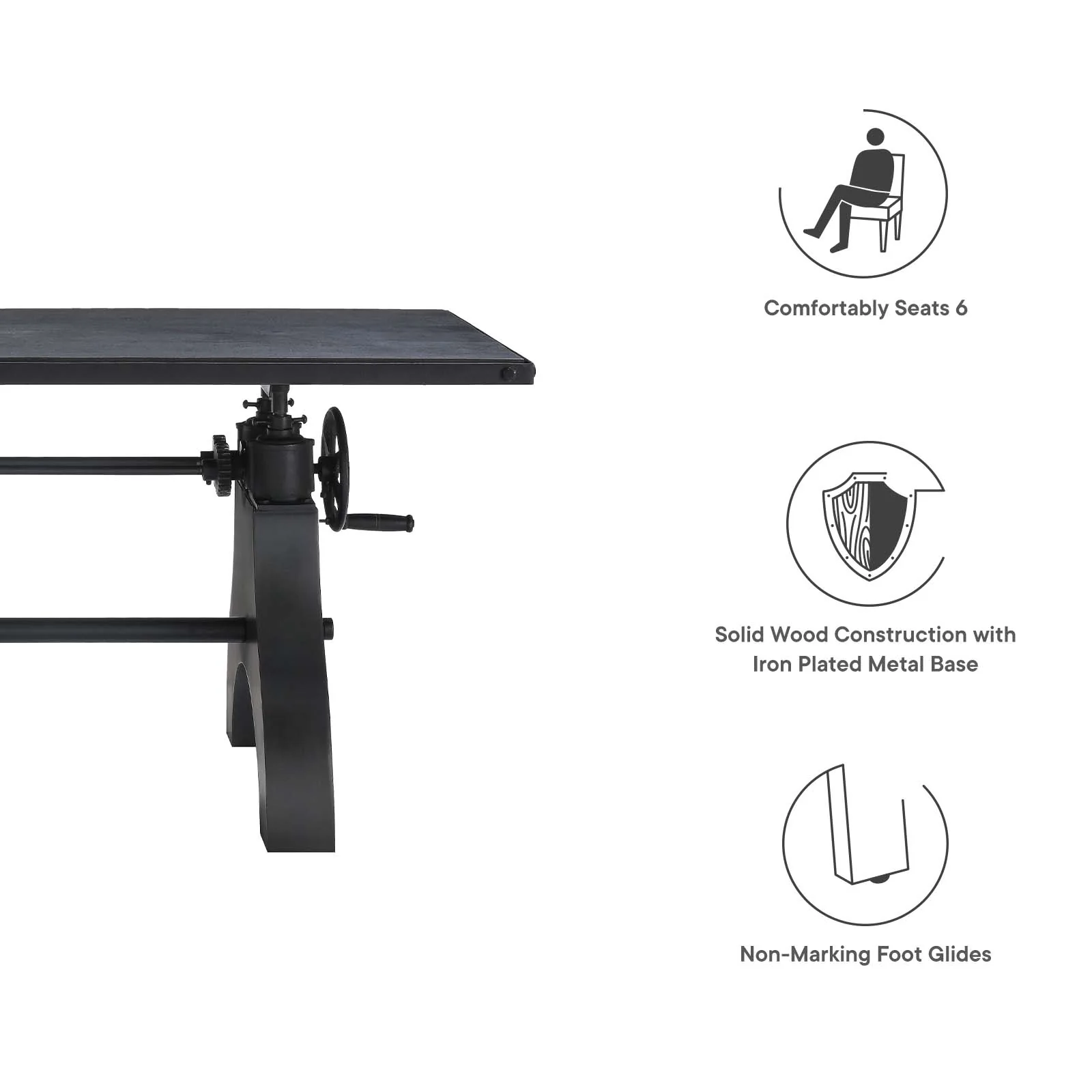 Genuine 60" Crank Adjustable Height Dining Table and Computer Desk By Modway - EEI-6148 - Image 11