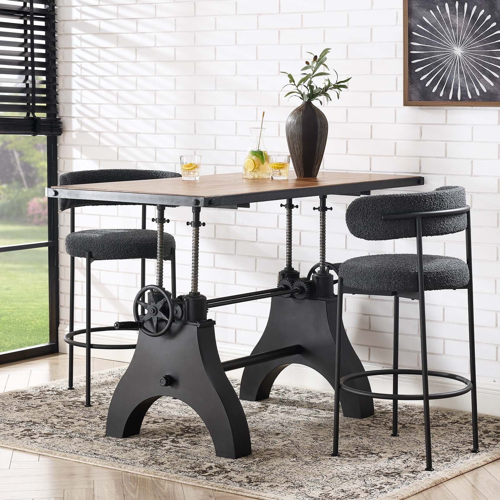 Genuine 60" Crank Adjustable Height Dining Table and Computer Desk By Modway - EEI-6148 - Image 14