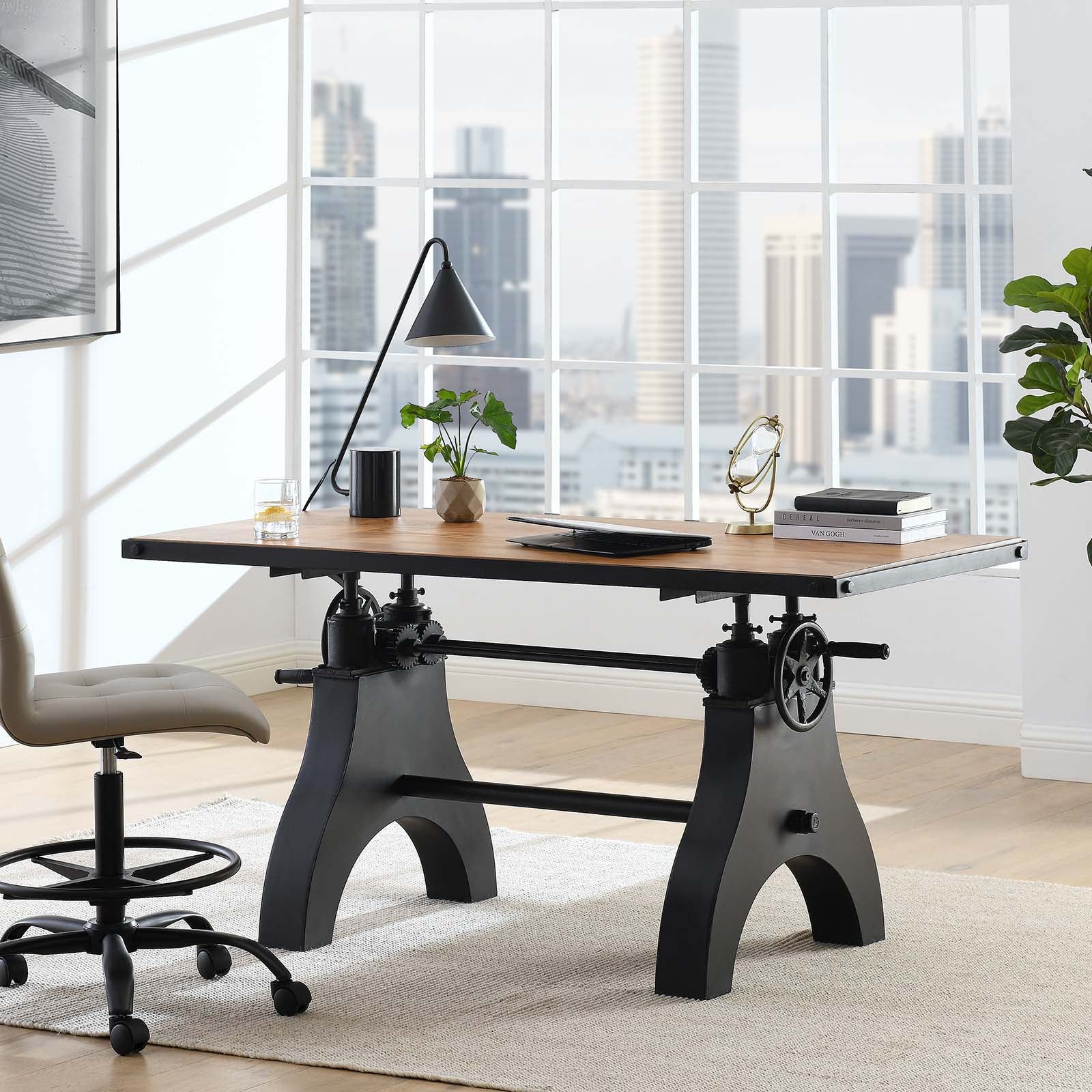 Genuine 60" Crank Adjustable Height Dining Table and Computer Desk By Modway - EEI-6148 - Image 15