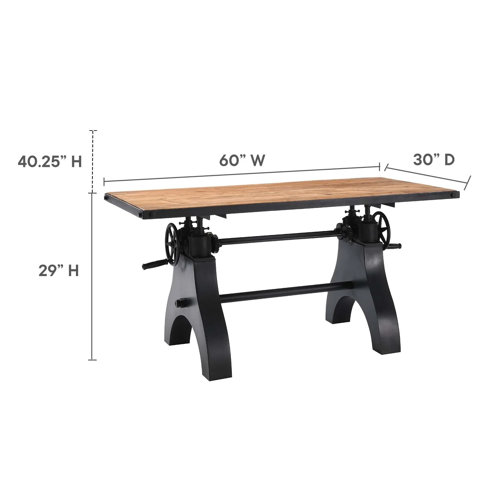 Genuine 60" Crank Adjustable Height Dining Table and Computer Desk By Modway - EEI-6148 - Image 21