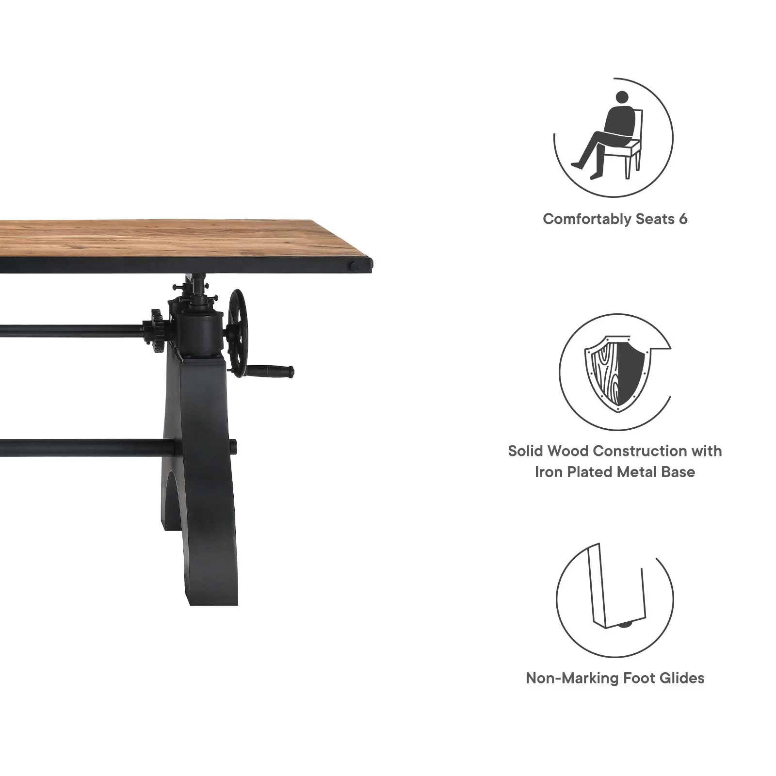 Genuine 60" Crank Adjustable Height Dining Table and Computer Desk By Modway - EEI-6148 - Image 22