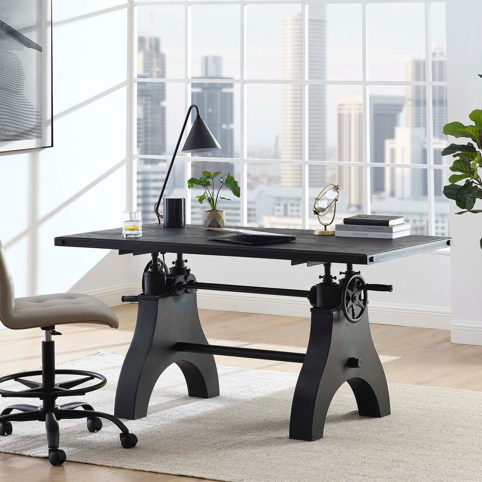 Genuine 60" Crank Adjustable Height Dining Table and Computer Desk By Modway - EEI-6148 - Image 3