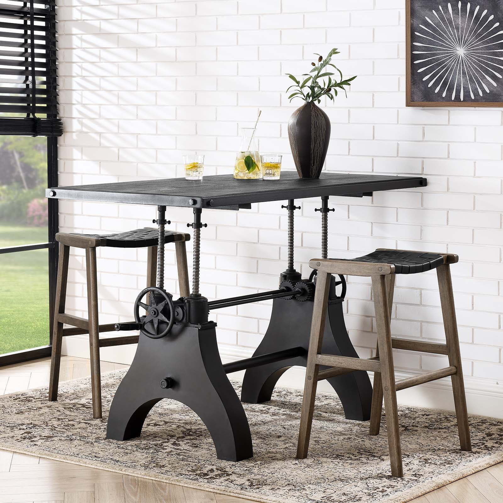Genuine 60" Crank Adjustable Height Dining Table and Computer Desk By Modway - EEI-6148 - Image 4