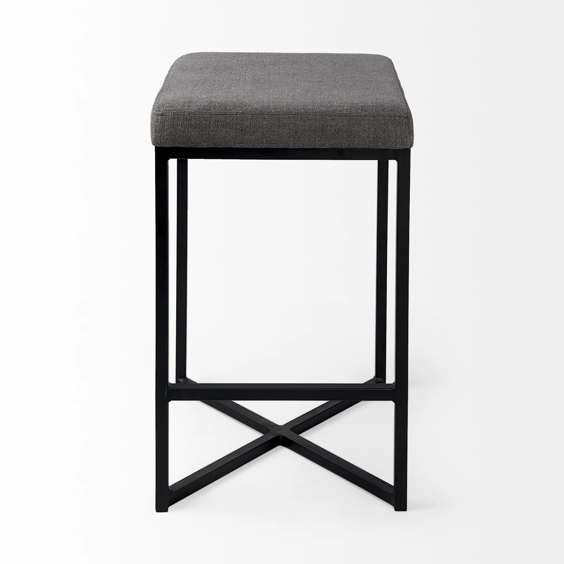Geo Cube Black Metal And Gray Counter Stool By Homeroots - Image 2