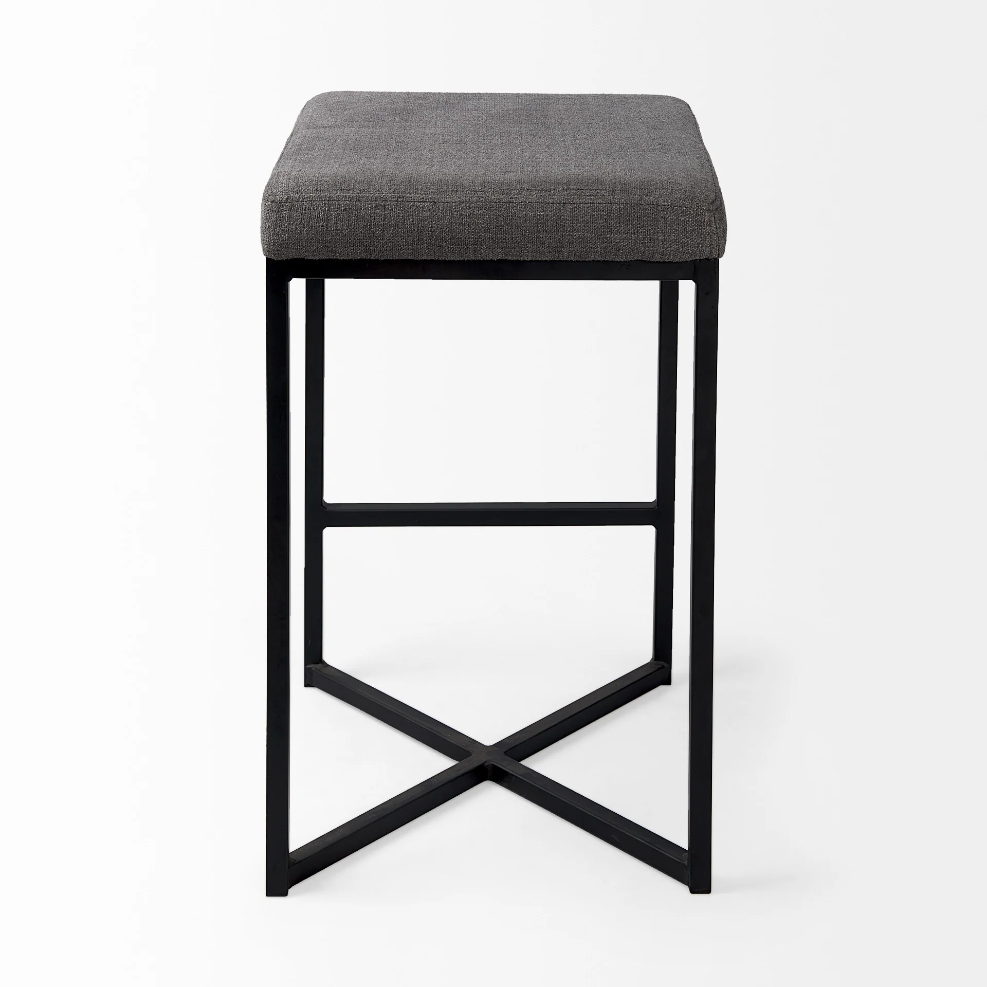 Geo Cube Black Metal And Gray Counter Stool By Homeroots - Image 4