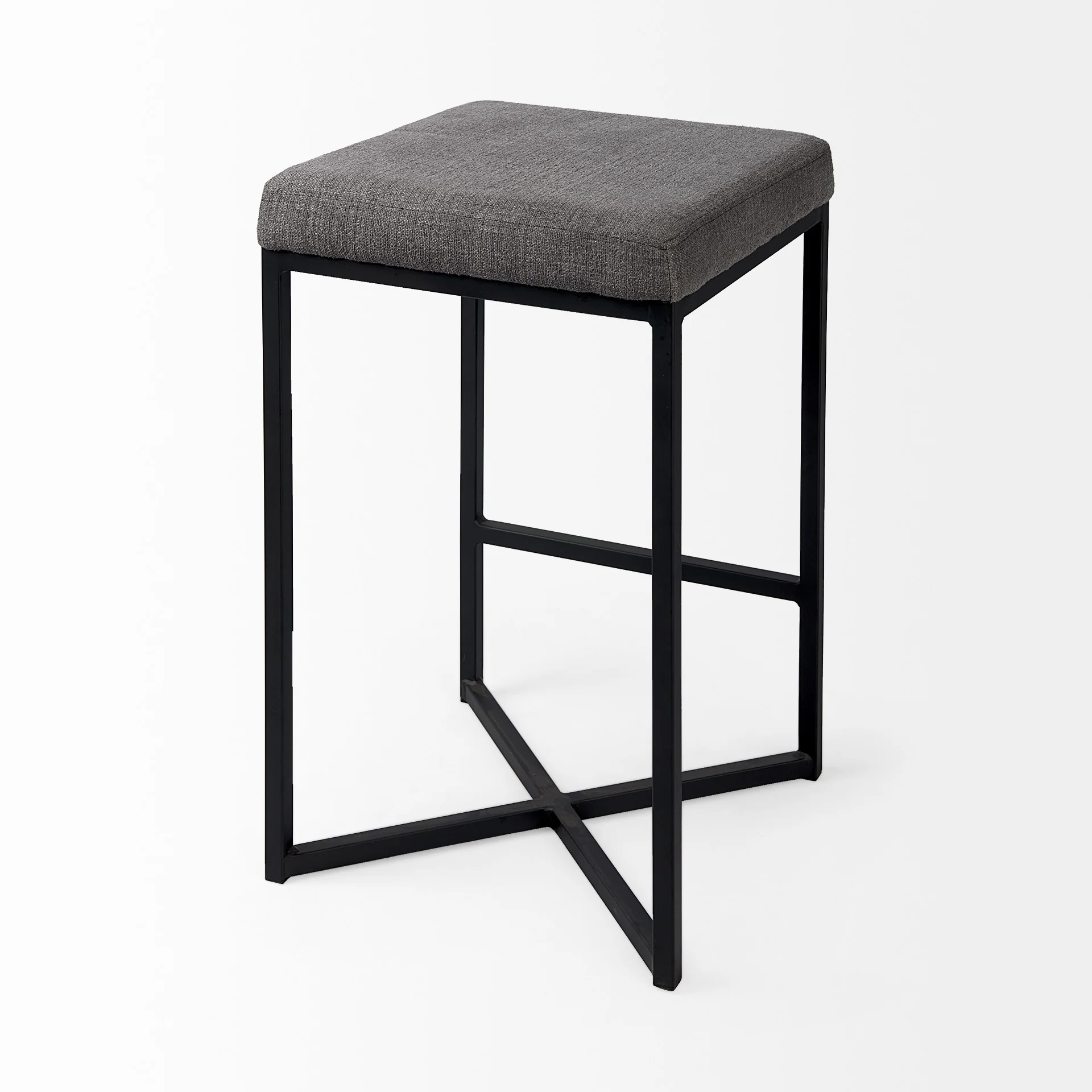 Geo Cube Black Metal And Gray Counter Stool By Homeroots - Image 5