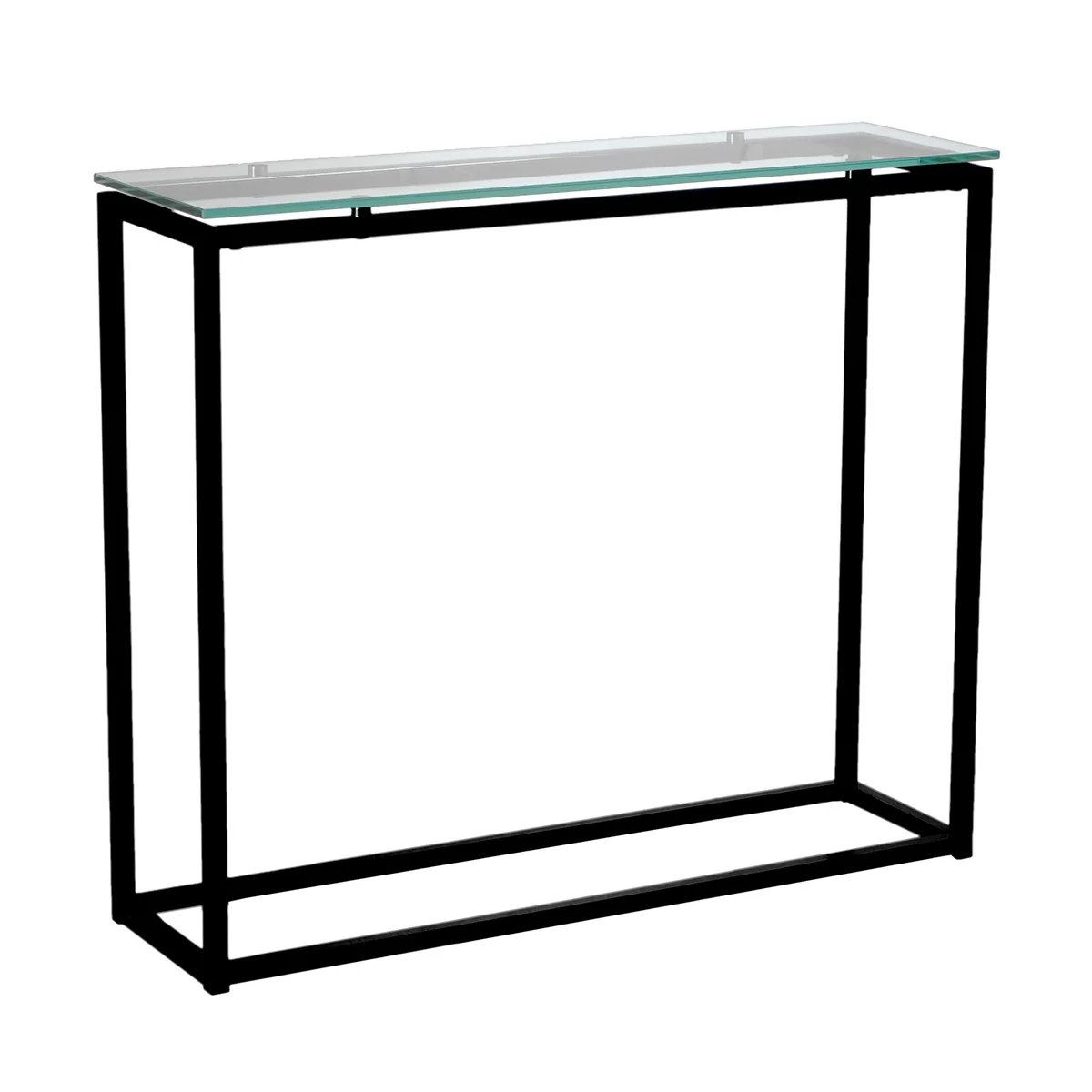 Geo Rectangle Clear Glass and Black Console Table By Homeroots - Image 2