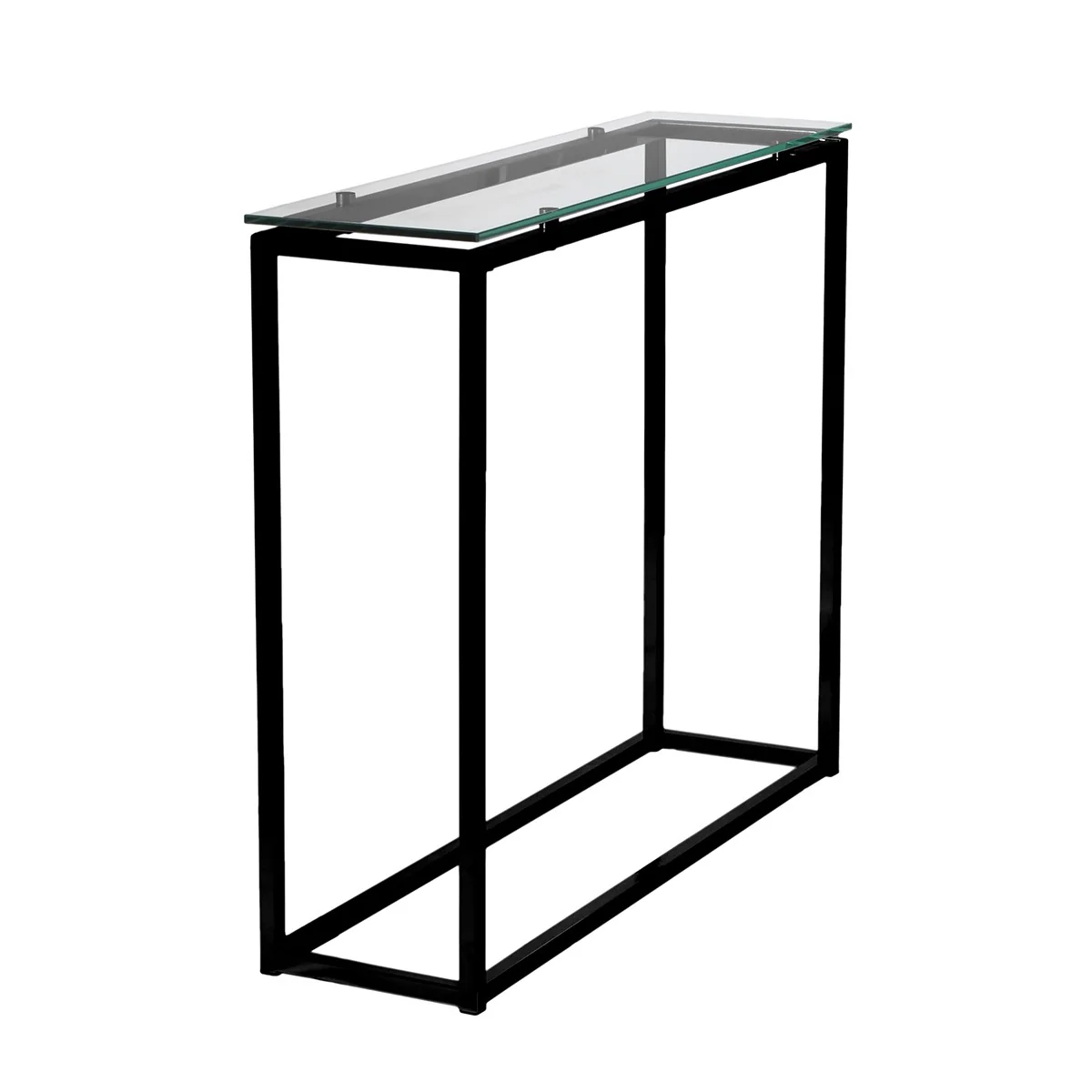 Geo Rectangle Clear Glass and Black Console Table By Homeroots - Image 3