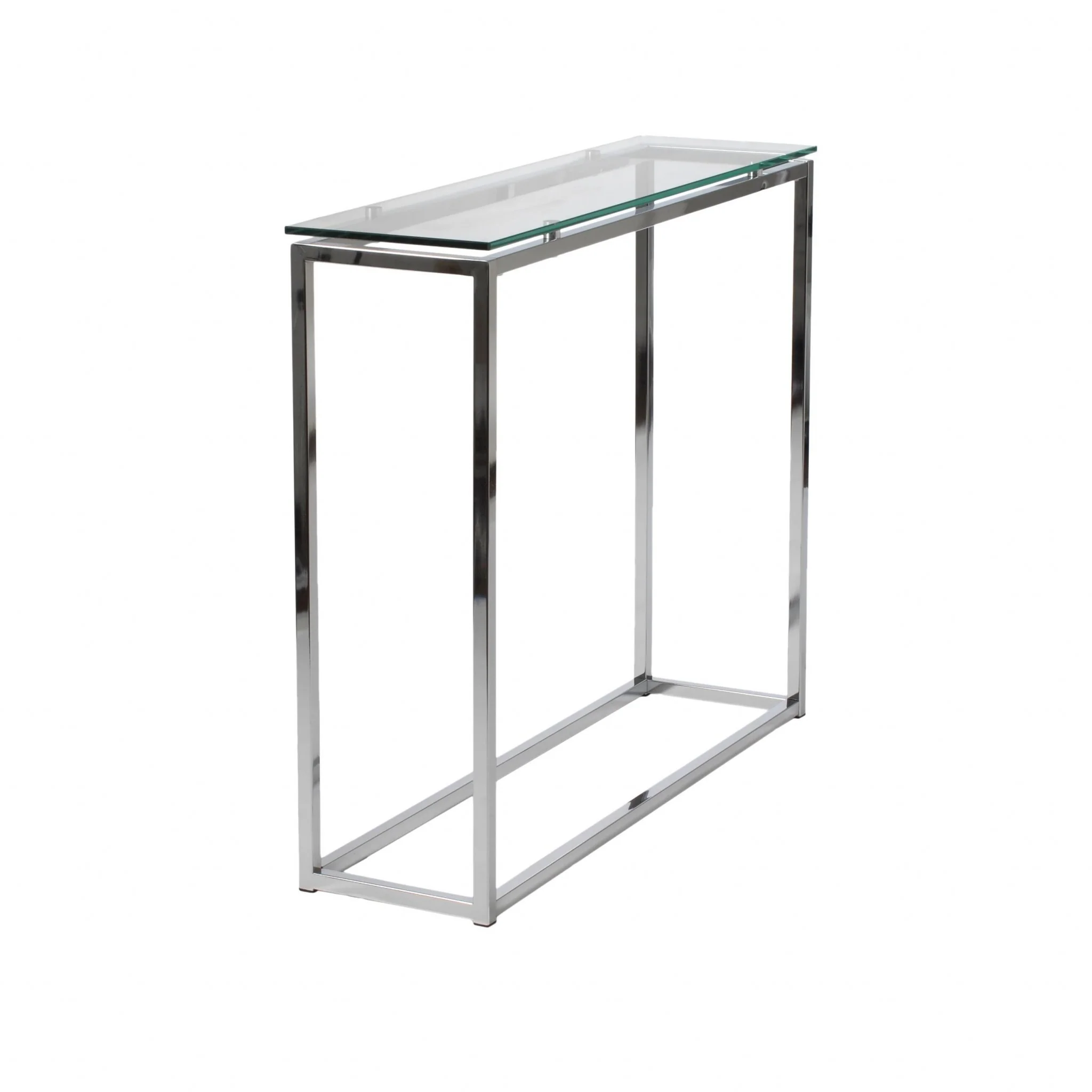Geo Rectangle Clear Glass and Chrome Console Table By Homeroots - Image 2