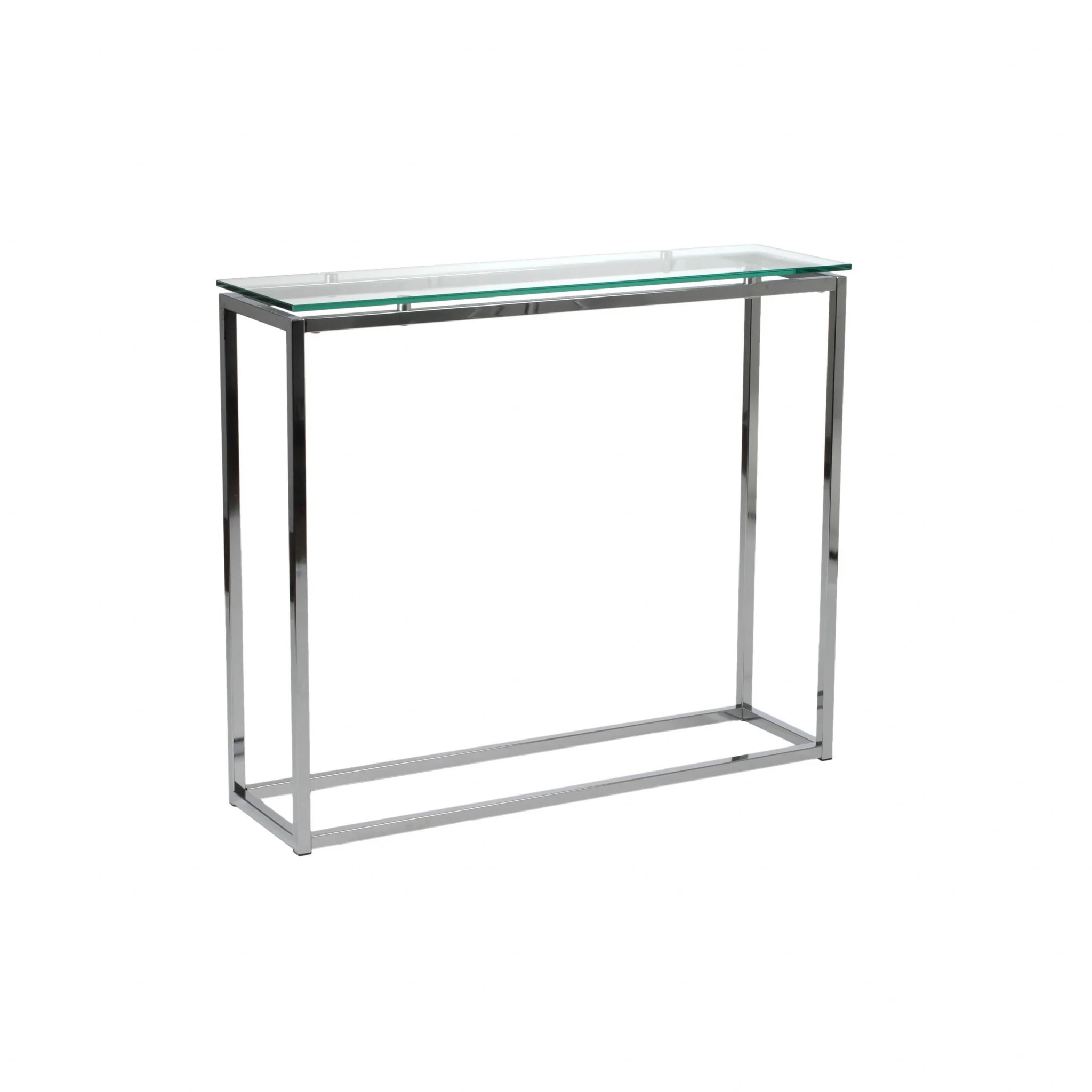 Geo Rectangle Clear Glass and Chrome Console Table By Homeroots - Image 3