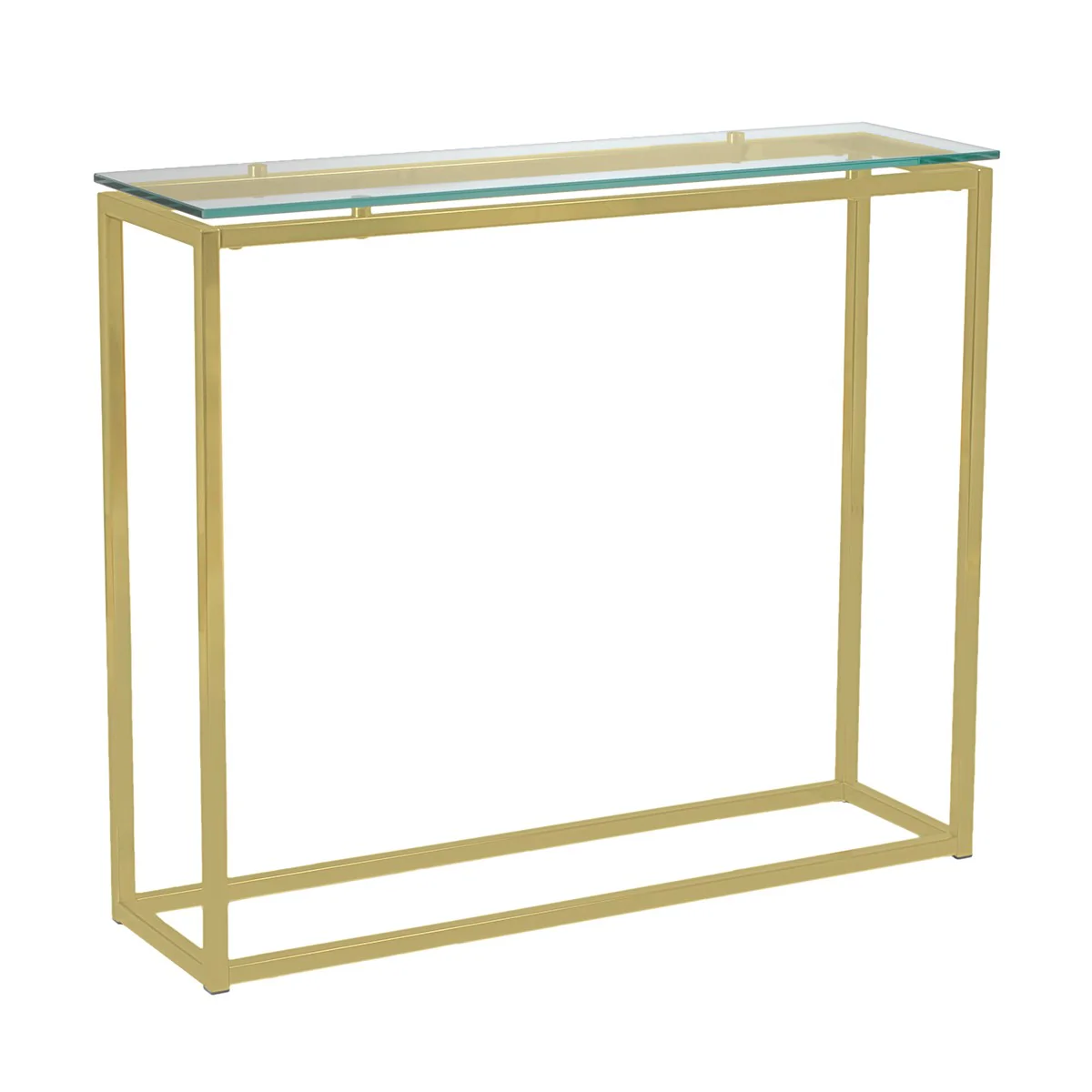 Geo Rectangle Clear Glass and Gold Console Table By Homeroots - Image 2