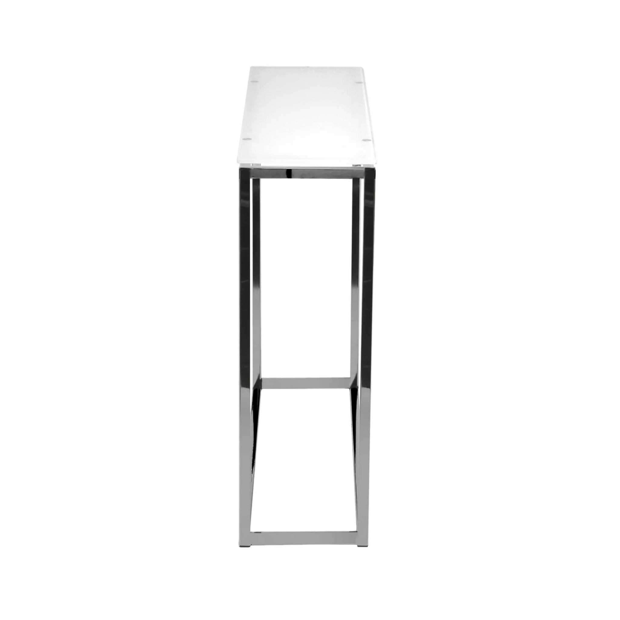 Geo Rectangle White Glass and Chrome Console Table By Homeroots - Image 3