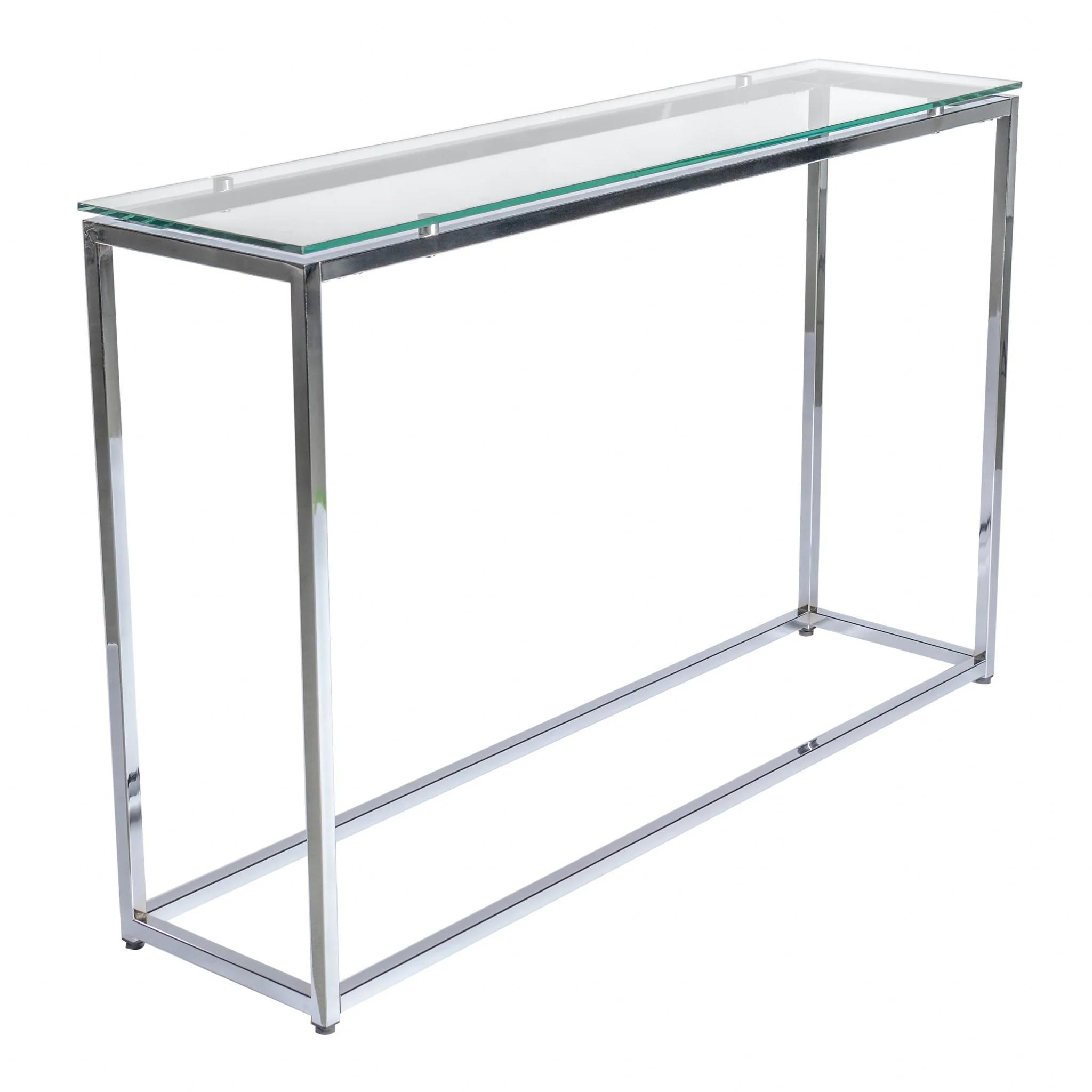 Geo XL Rectangle Clear Glass and Chrome Console Table By Homeroots - Image 2
