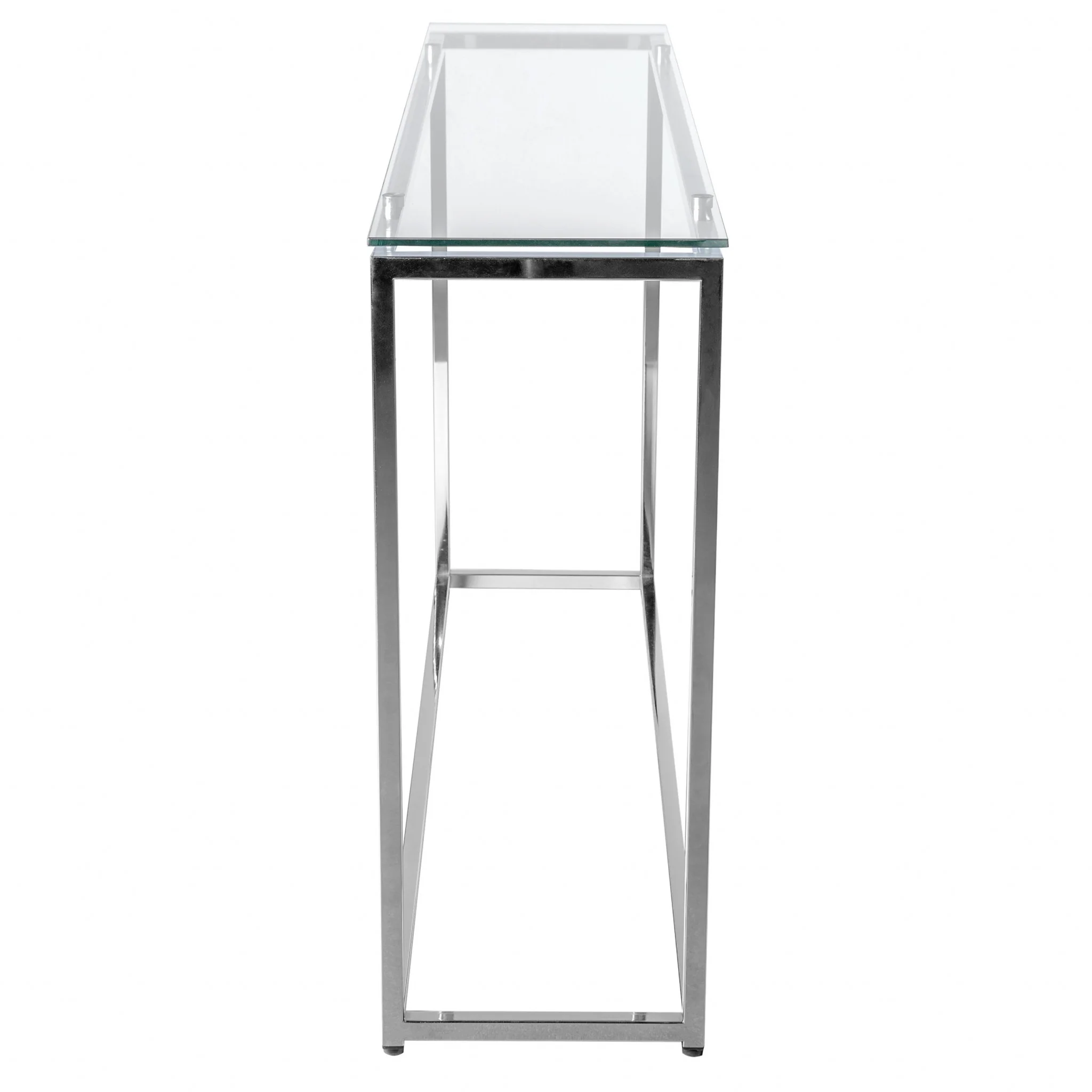 Geo XL Rectangle Clear Glass and Chrome Console Table By Homeroots - Image 3