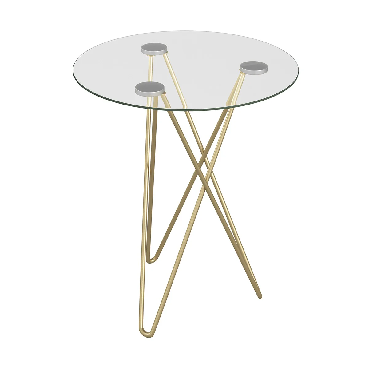 Geometric Clear Glass and Gold Round Table By Homeroots - Image 2