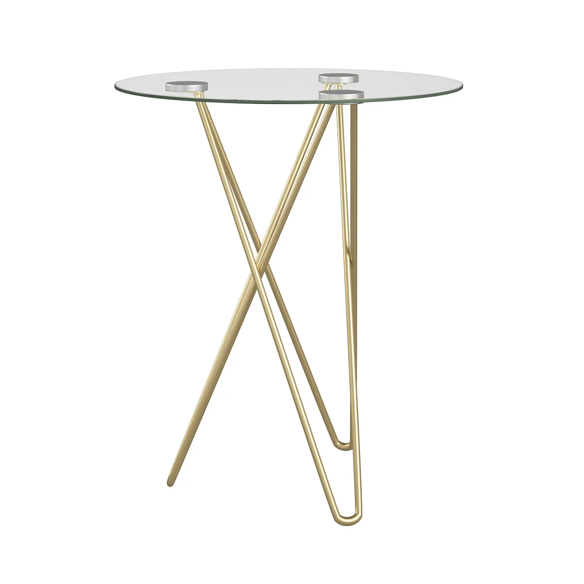 Geometric Clear Glass and Gold Round Table By Homeroots - Image 3