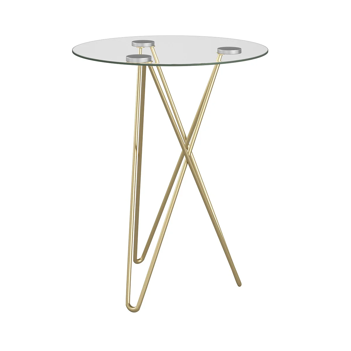 Geometric Clear Glass and Gold Round Table By Homeroots - Image 4