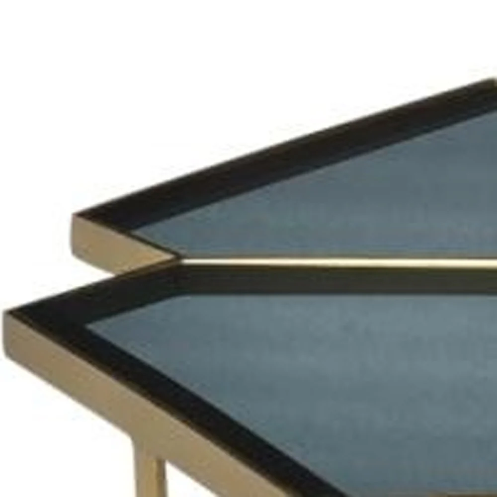 Geometric Floral Glass Coffee Table By Homeroots - Image 2