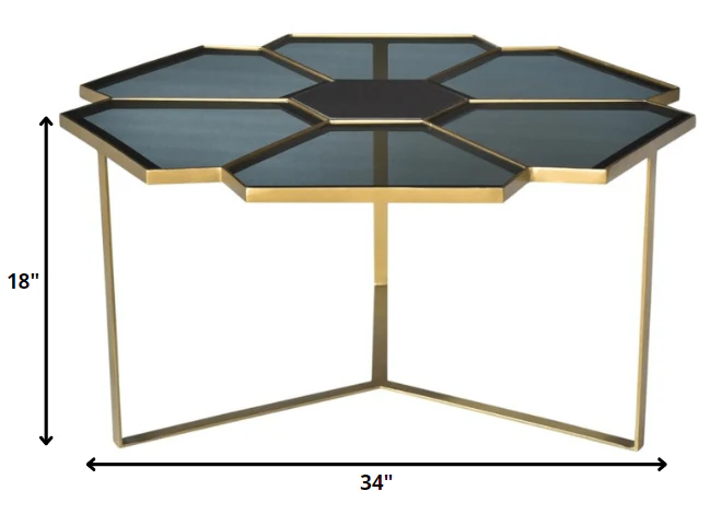 Geometric Floral Glass Coffee Table By Homeroots - Image 3