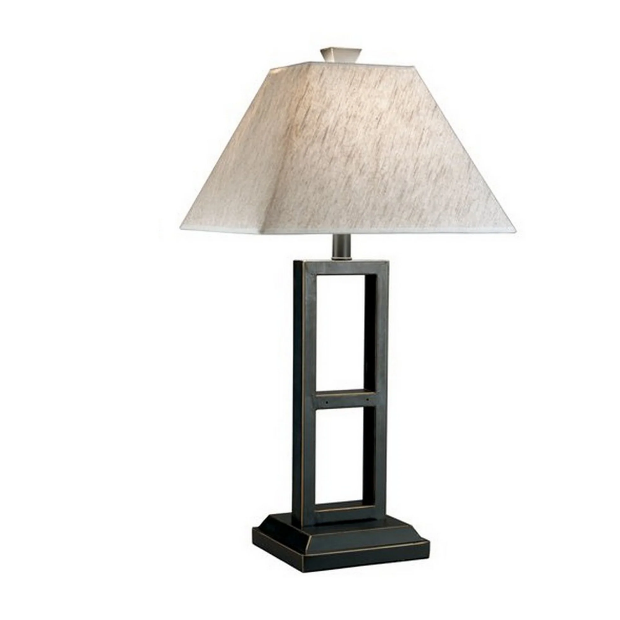 Geometric Metal Body Table Lamp With Fabric Shade Set Of 2Black And White By Benzara - Image 2