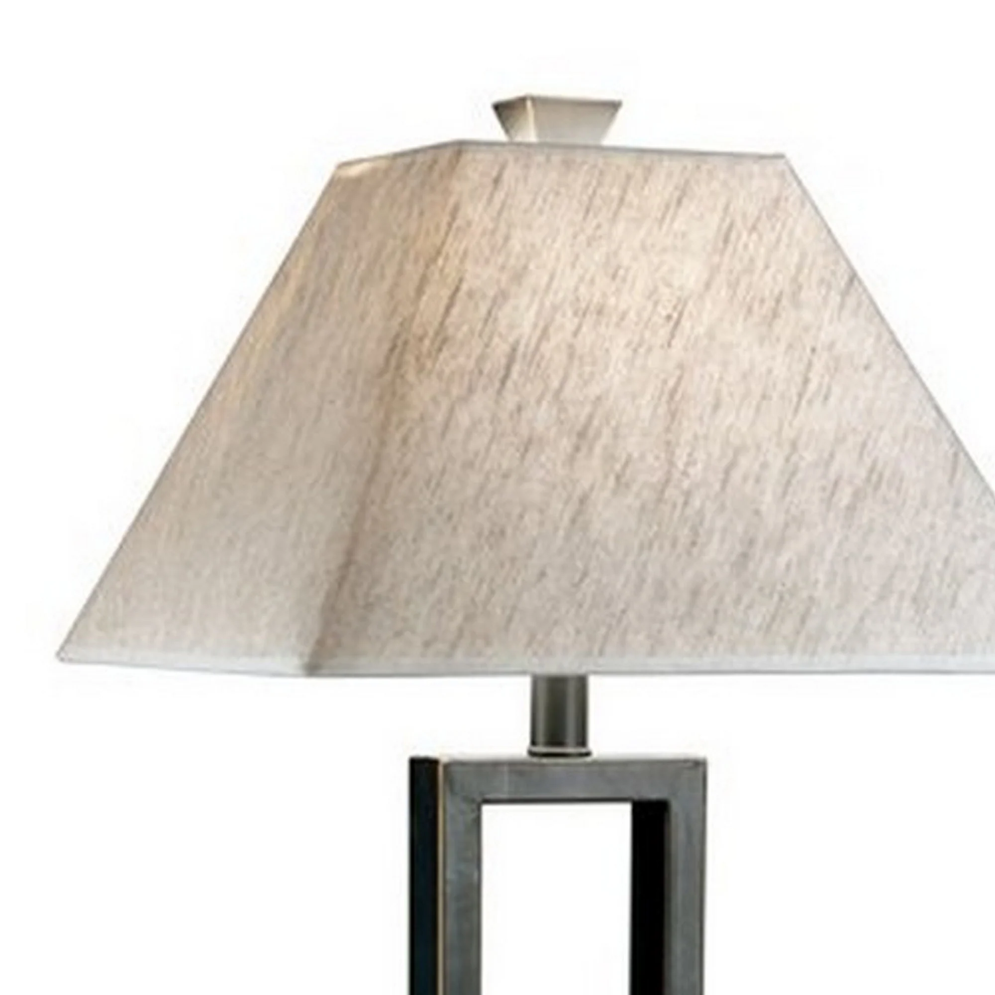 Geometric Metal Body Table Lamp With Fabric Shade Set Of 2Black And White By Benzara - Image 4