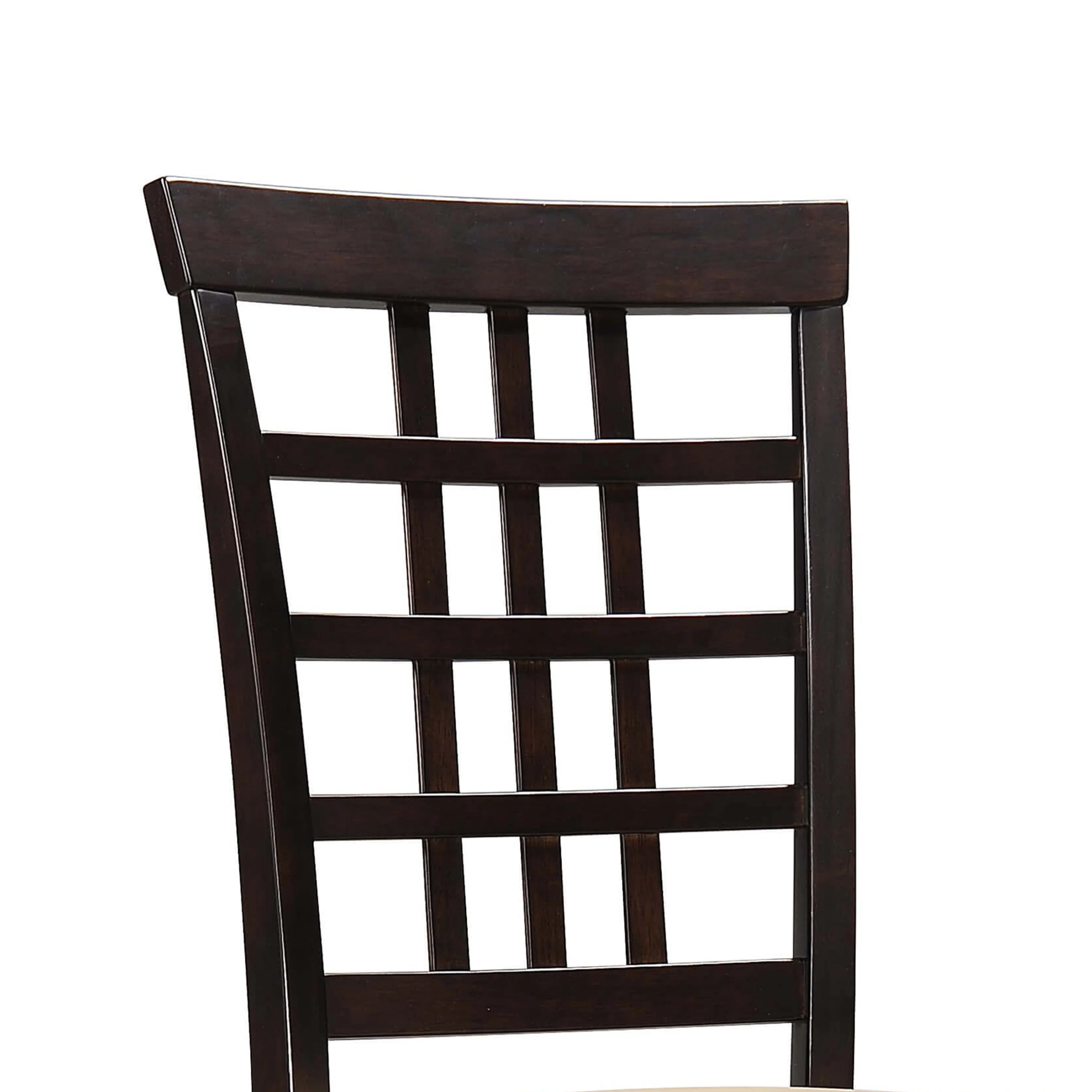 Geometric Wooden Dining Chair With Padded Seat, Set Of 2, Brown And Beige By Benzara - Image 2
