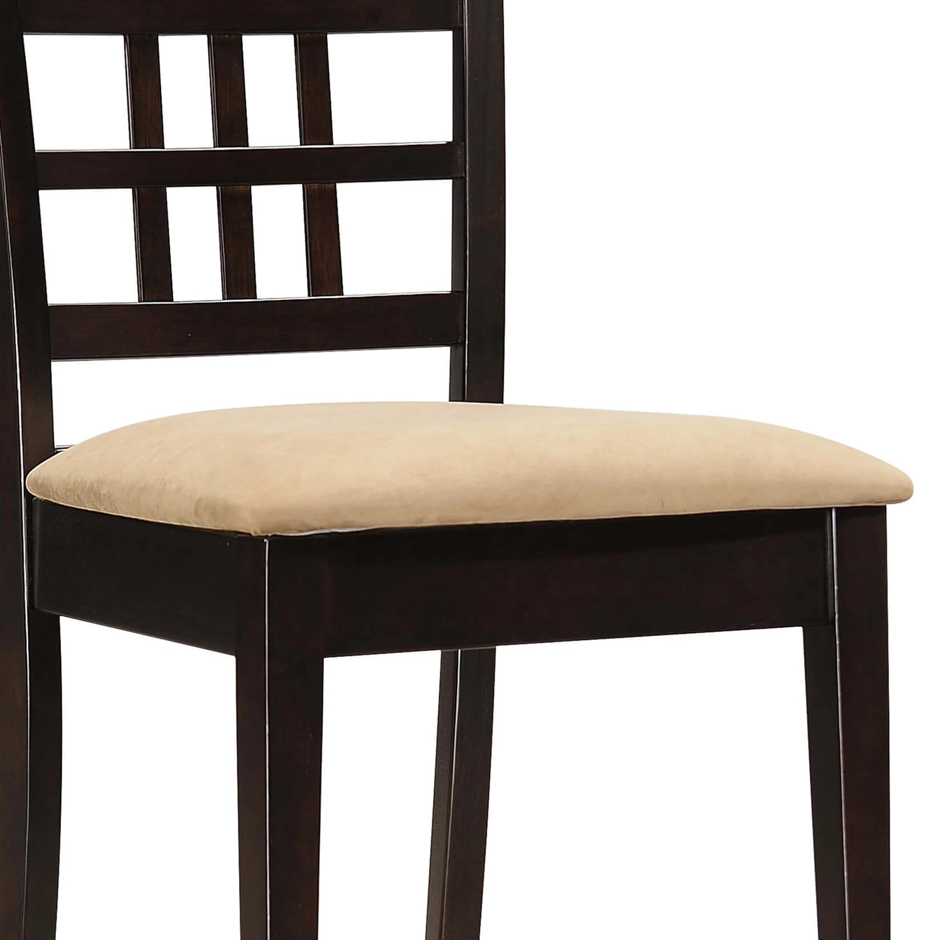 Geometric Wooden Dining Chair With Padded Seat, Set Of 2, Brown And Beige By Benzara - Image 3