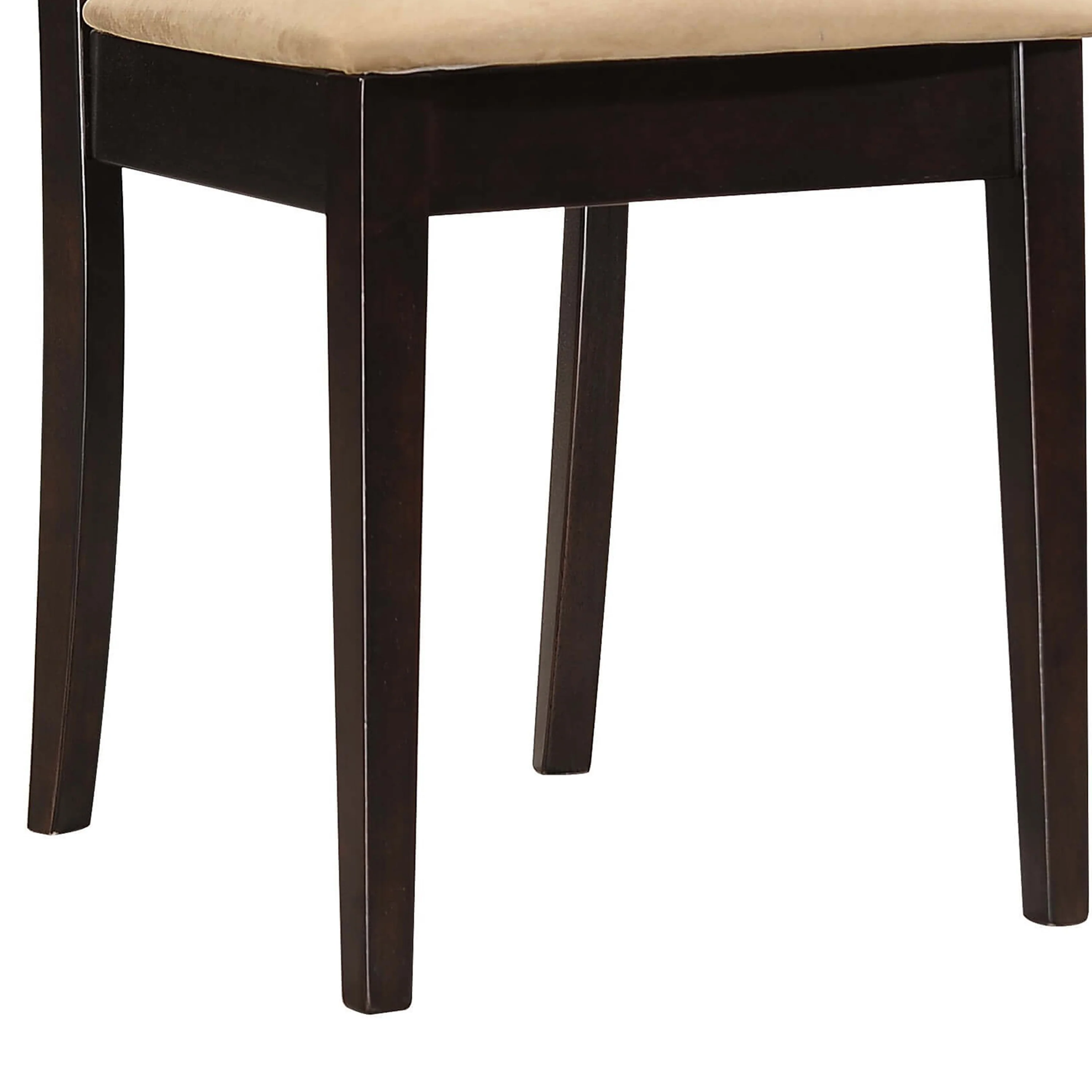 Geometric Wooden Dining Chair With Padded Seat, Set Of 2, Brown And Beige By Benzara - Image 4