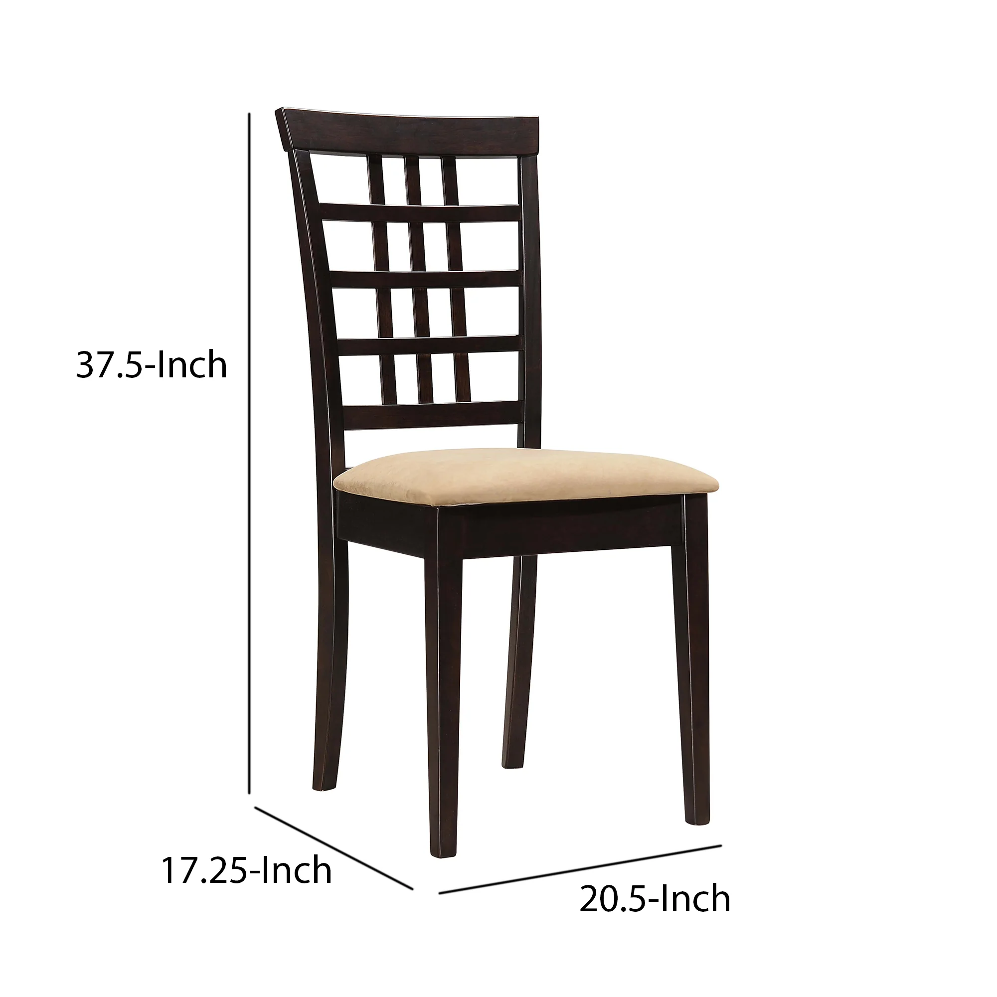 Geometric Wooden Dining Chair With Padded Seat, Set Of 2, Brown And Beige By Benzara - Image 5