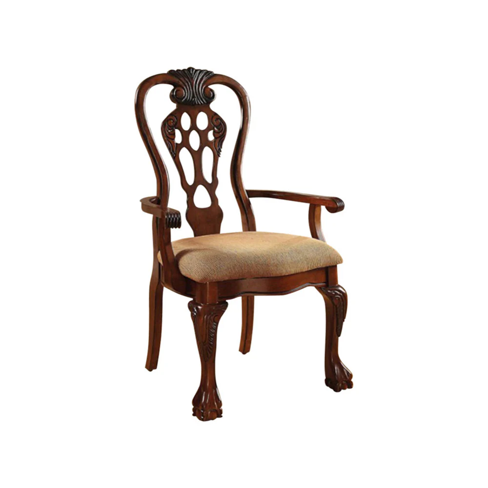 George Town Traditional George Town Arm Chair, Set Of 2, Cherry Finish By Benzara - Image 2