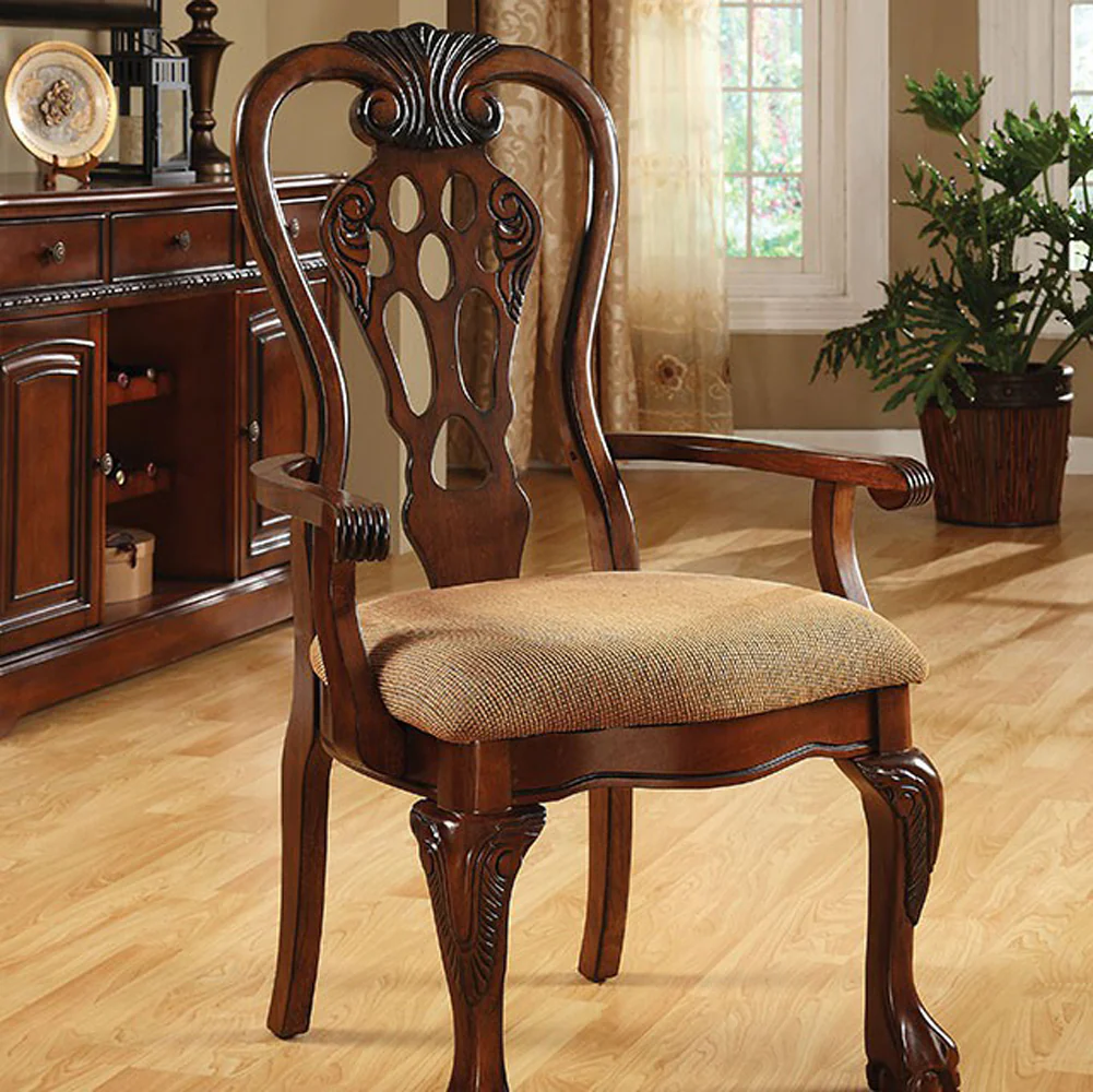George Town Traditional George Town Arm Chair, Set Of 2, Cherry Finish By Benzara - Image 3