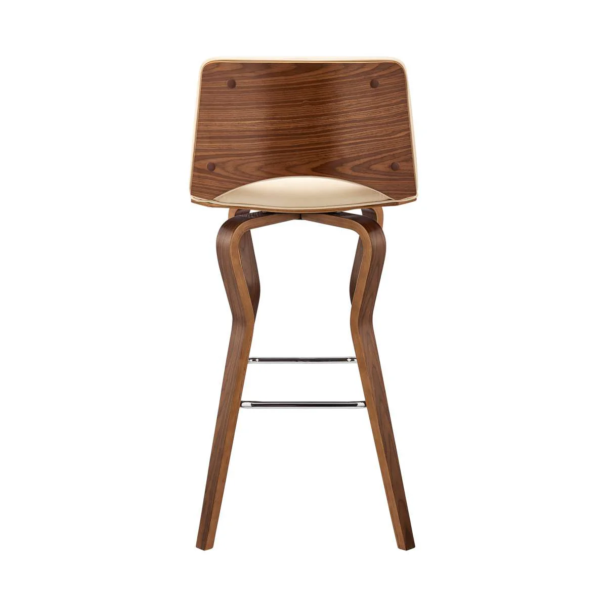 Gerty 30" Swivel Cream Faux Leather and Walnut Wood Bar Stool By Armen Living - Image 5