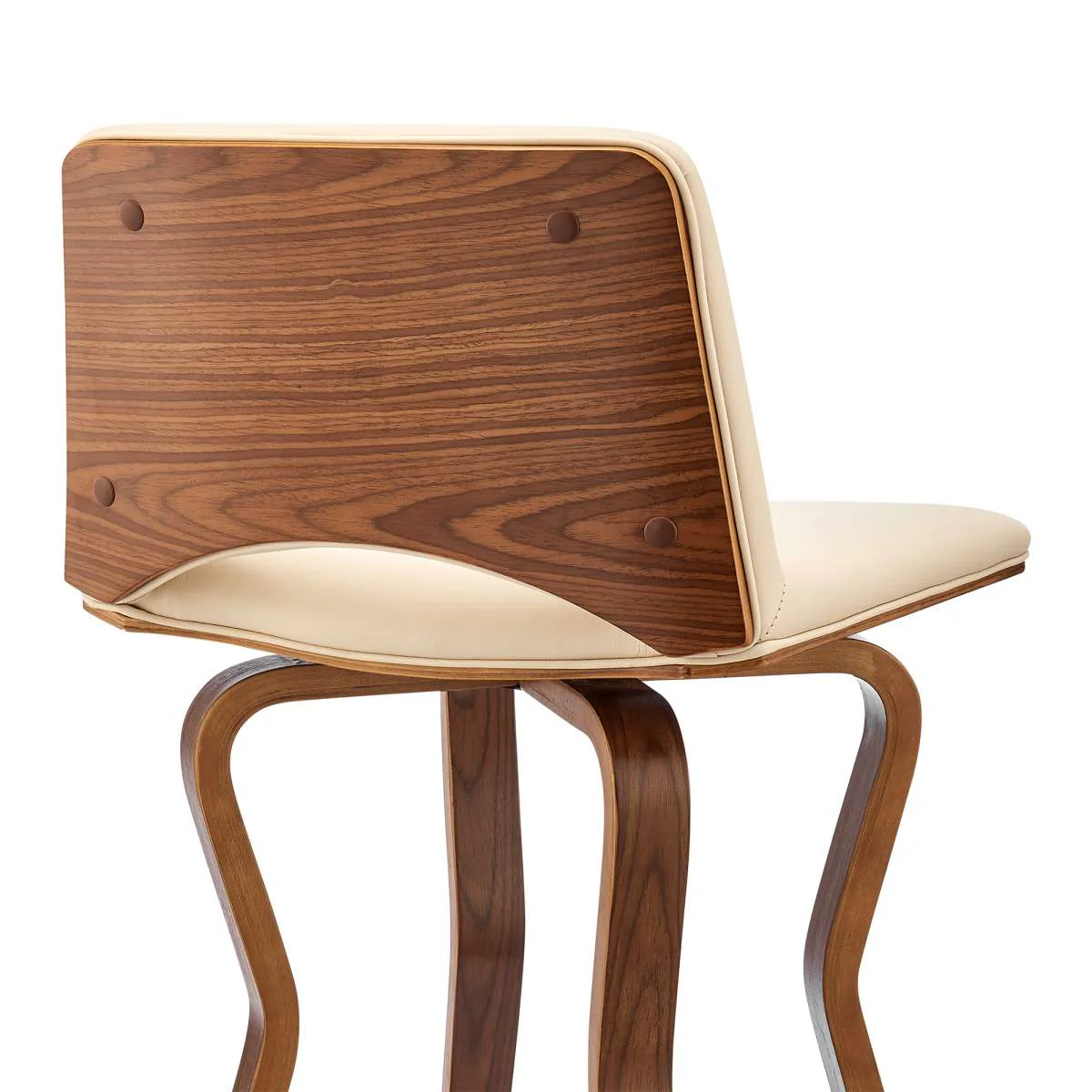 Gerty 30" Swivel Cream Faux Leather and Walnut Wood Bar Stool By Armen Living - Image 7