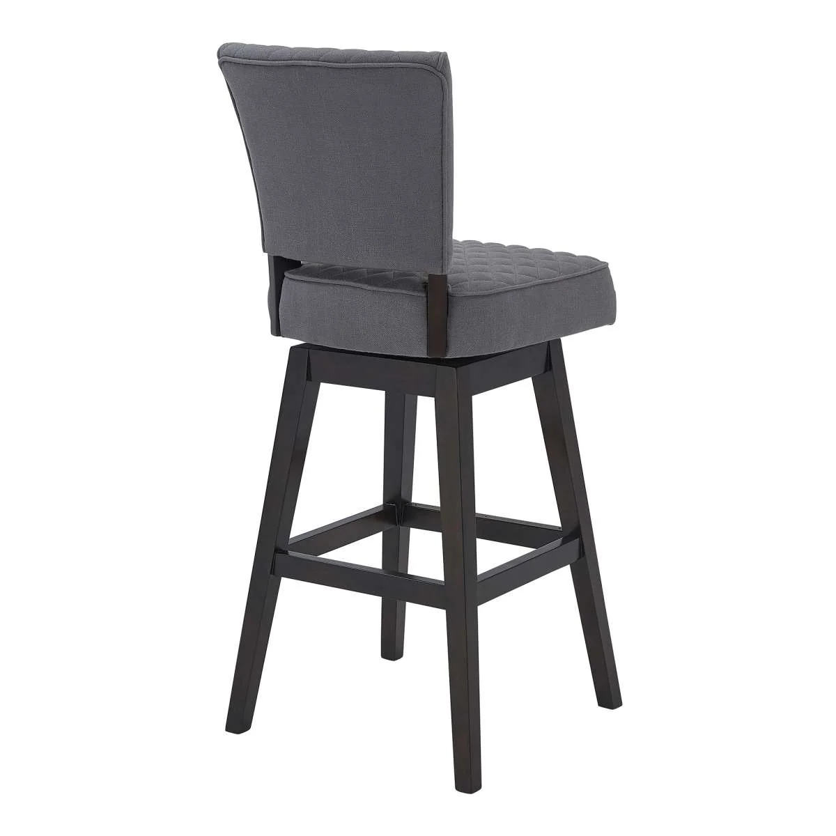 Gia 30" Bar Height Swivel Grey Fabric and Espresso Wood Bar Stool By Armen Living - Image 2