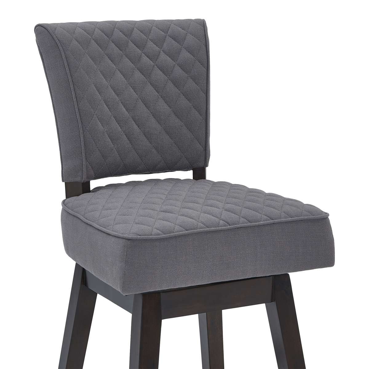 Gia 30" Bar Height Swivel Grey Fabric and Espresso Wood Bar Stool By Armen Living - Image 3