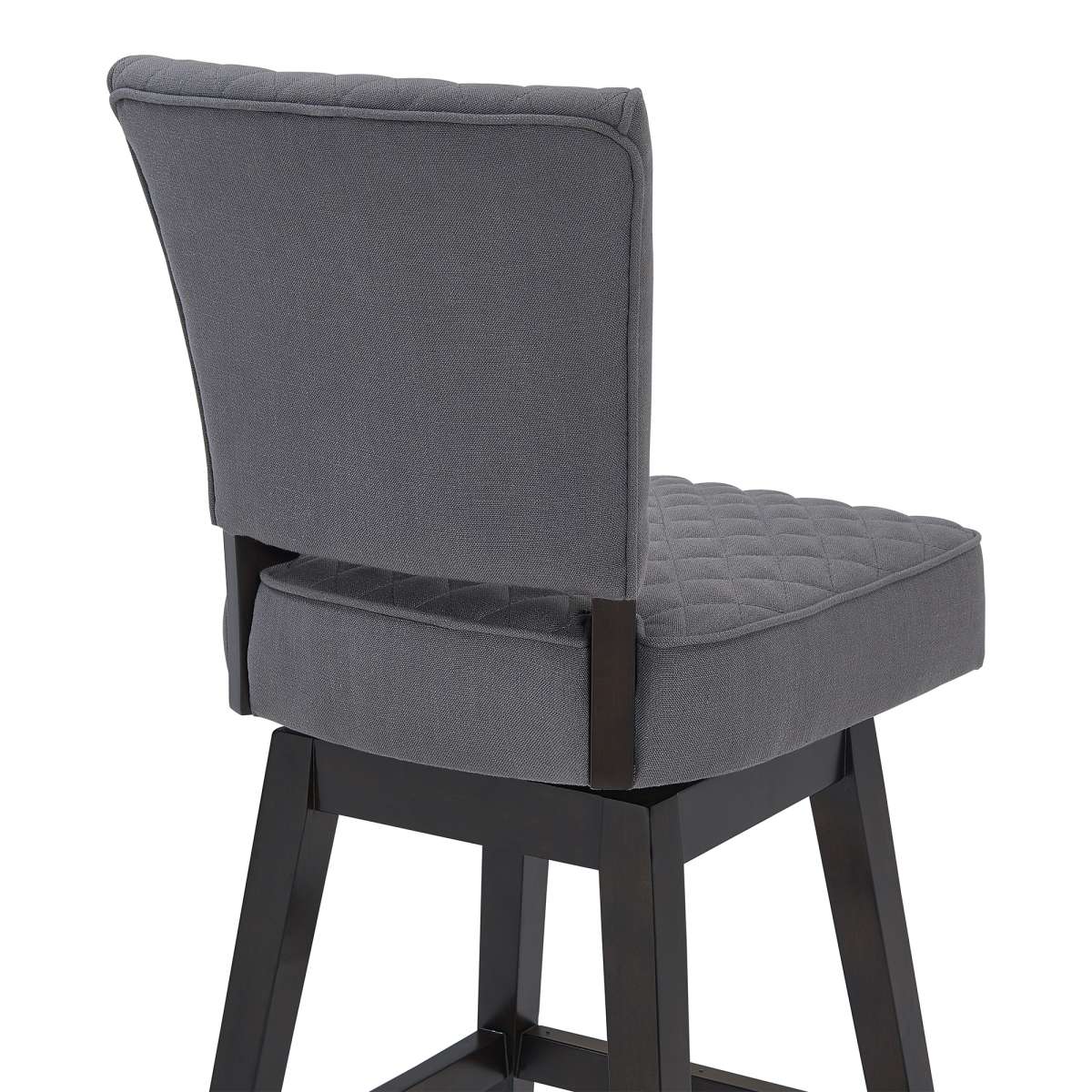 Gia 30" Bar Height Swivel Grey Fabric and Espresso Wood Bar Stool By Armen Living - Image 4
