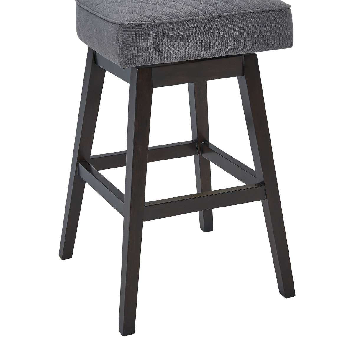 Gia 30" Bar Height Swivel Grey Fabric and Espresso Wood Bar Stool By Armen Living - Image 5