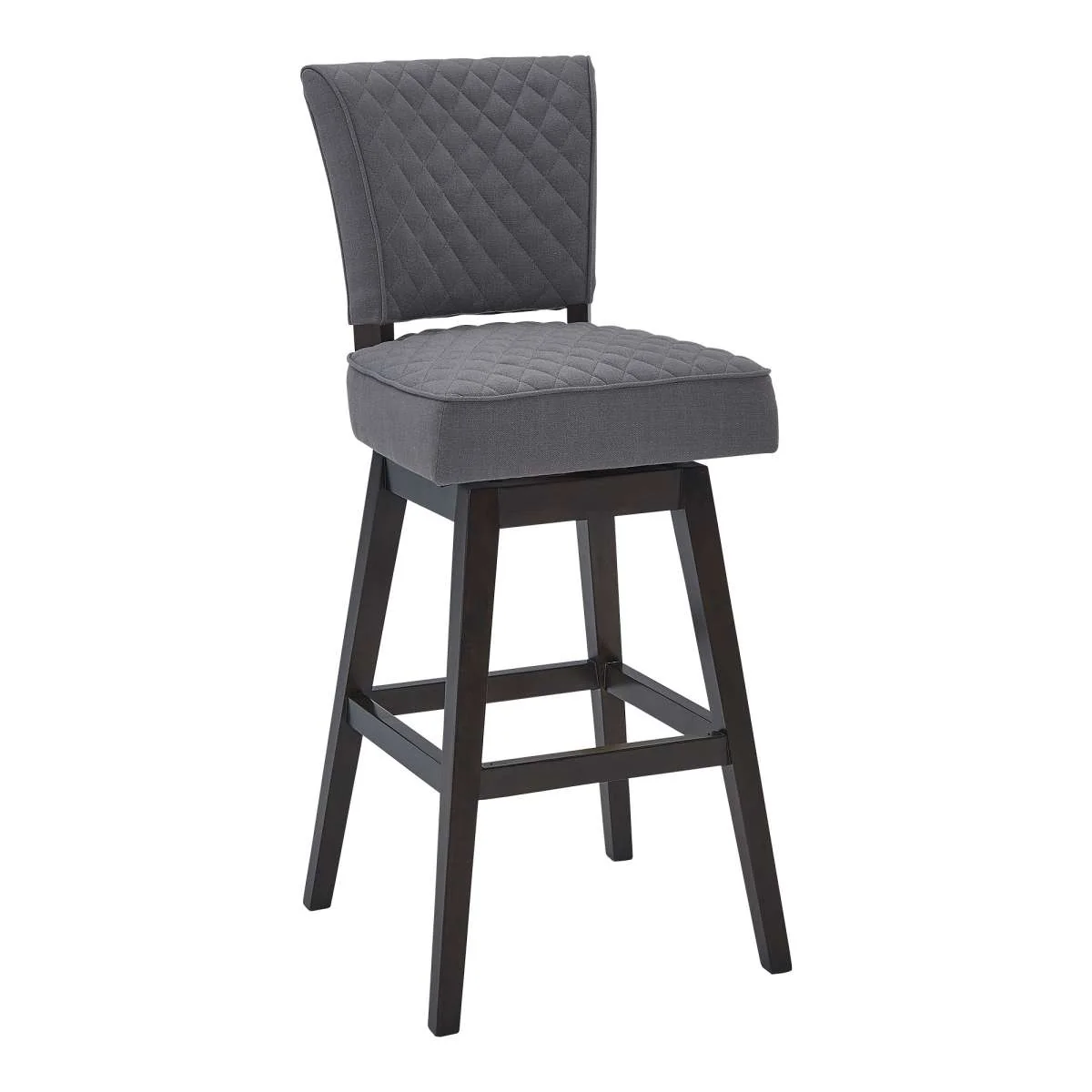 Gia 30" Bar Height Swivel Grey Fabric and Espresso Wood Bar Stool By Armen Living - Image 7