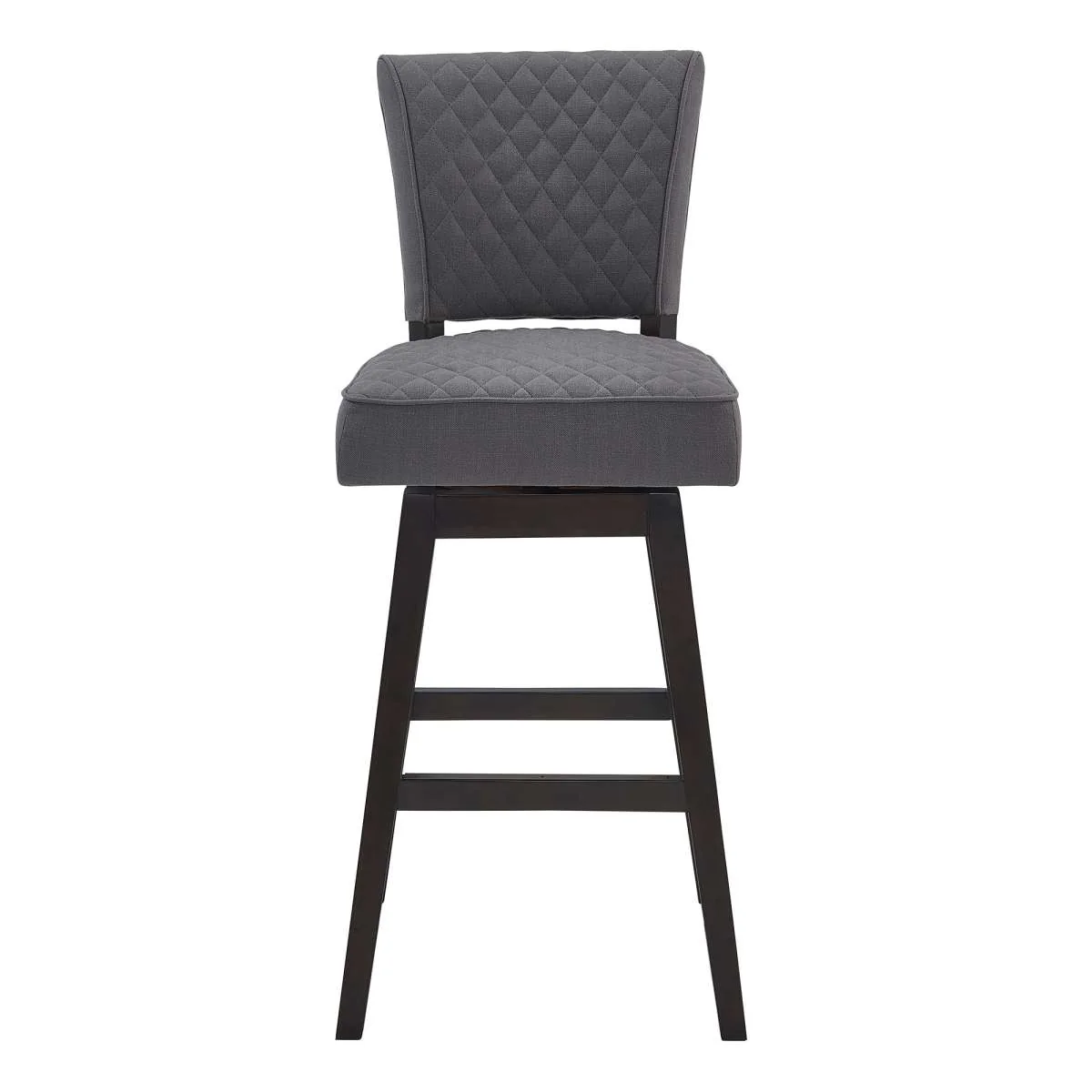 Gia 30" Bar Height Swivel Grey Fabric and Espresso Wood Bar Stool By Armen Living - Image 8