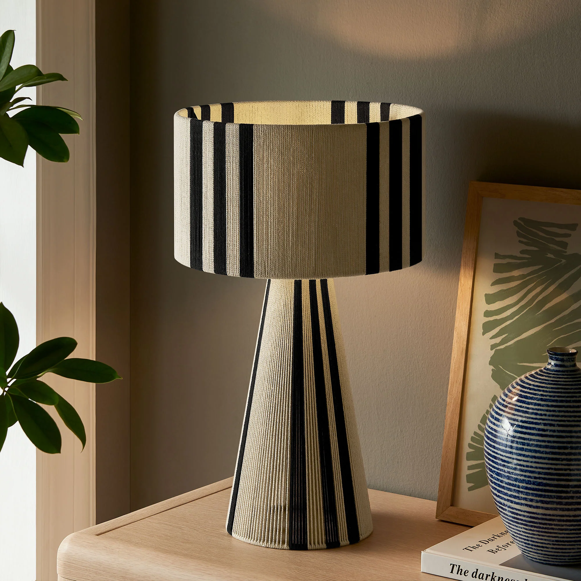 Gia Handwoven Cotton Thread Striped or Plain Table Lamp by Modway - Image 18
